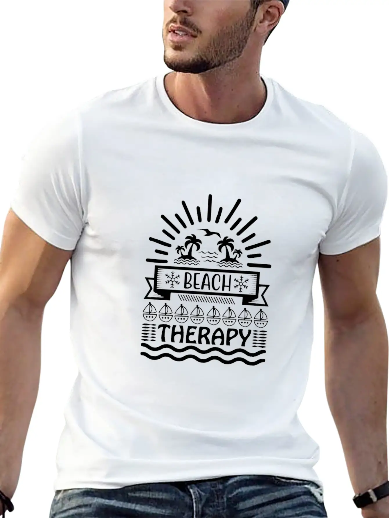 Beach Therapy Comfortable Minimalist Graphic Tee – Summer Style Essential