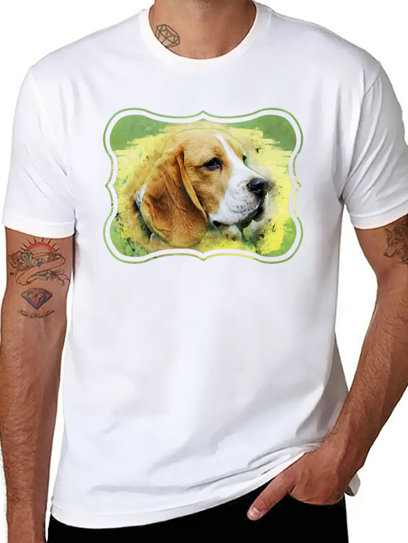 Beagle Dog Digital Art Unisex Short Sleeve Soft Cotton T-Shirt – Casual Everyday Wear