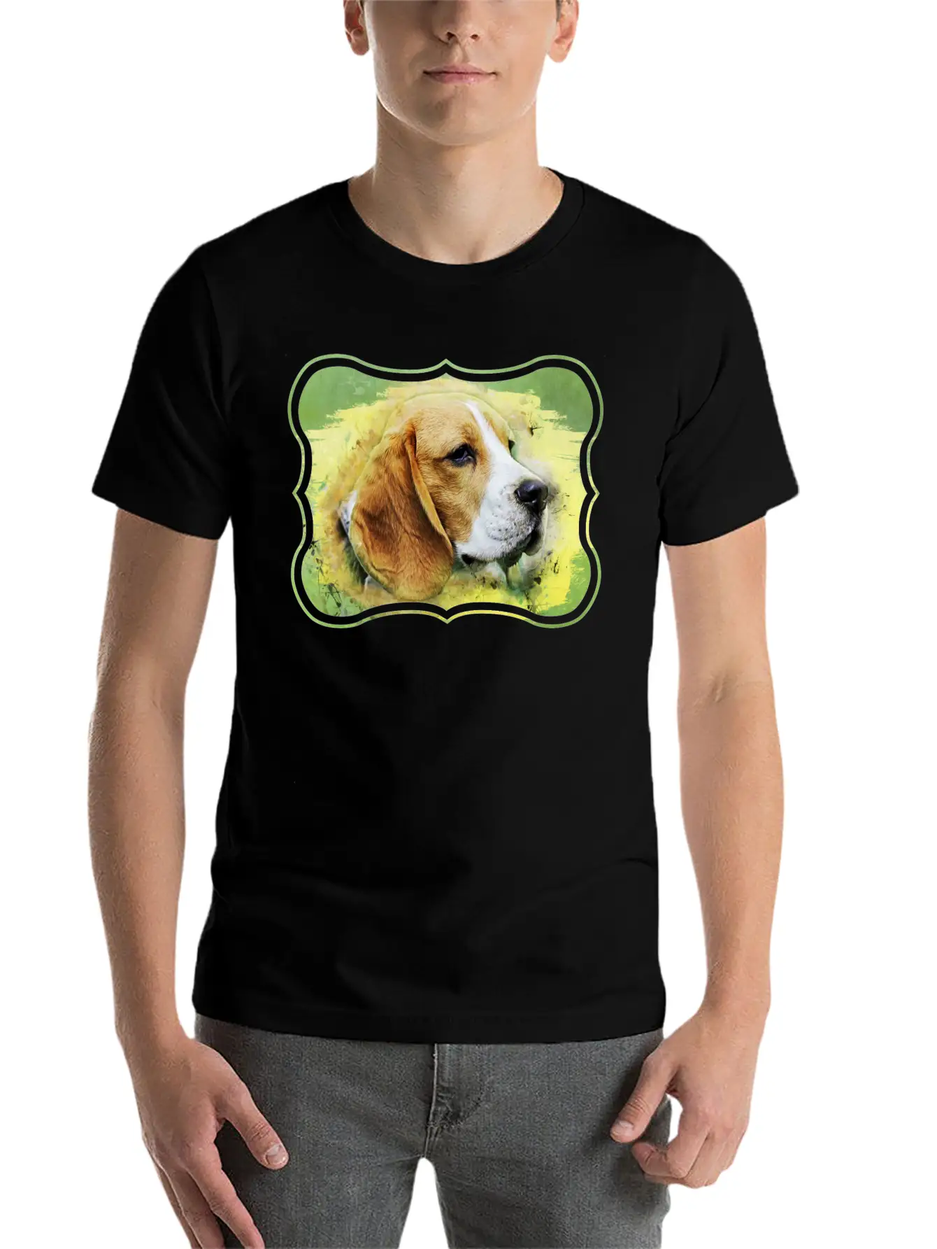 Beagle Dog Digital Art Unisex Short Sleeve Soft Cotton T-Shirt – Casual Everyday Wear