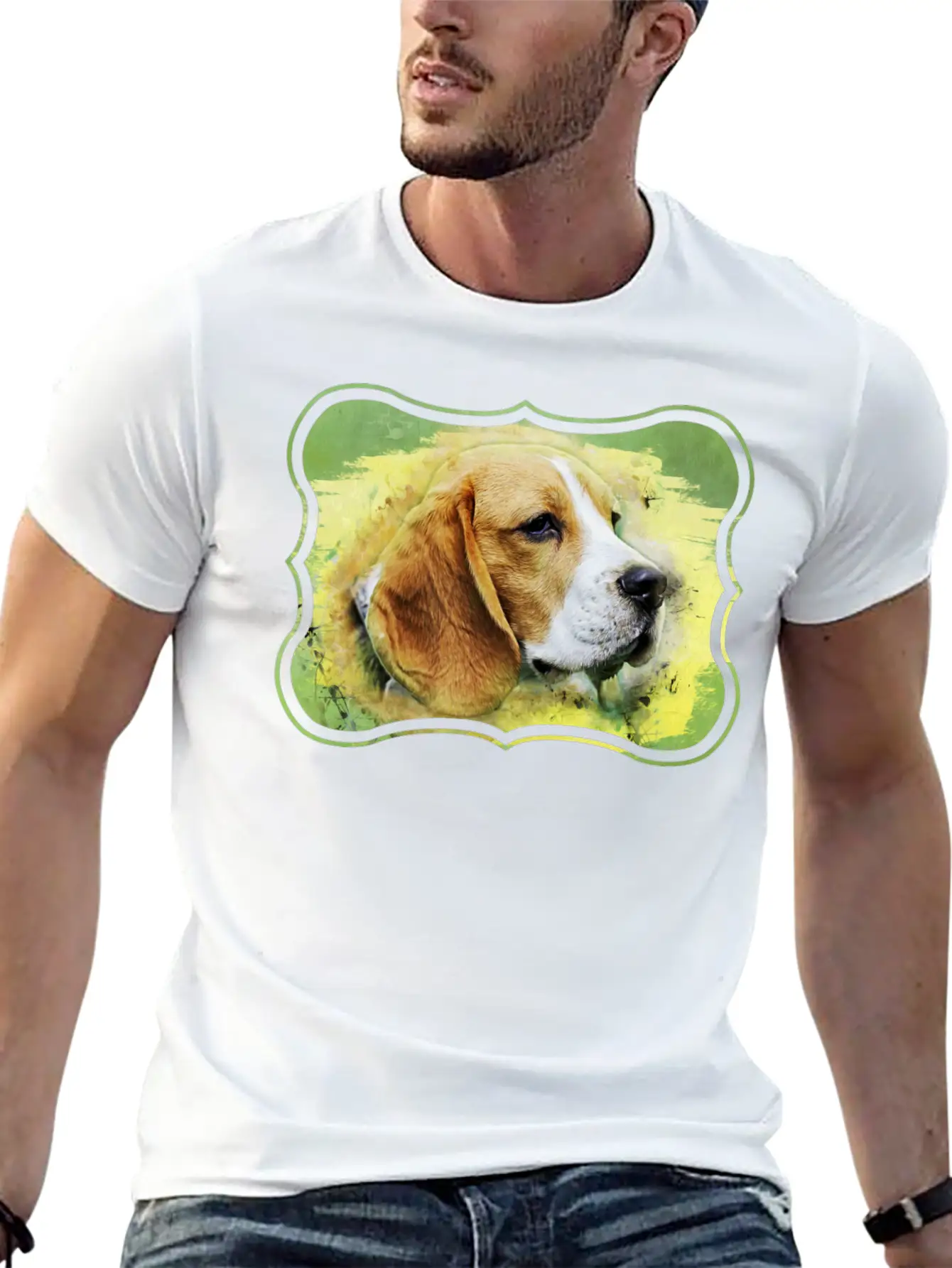 Beagle Dog Digital Art Unisex Short Sleeve Soft Cotton T-Shirt – Casual Everyday Wear