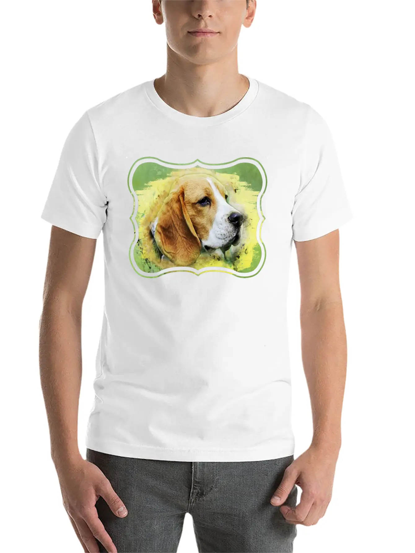 Beagle Dog Digital Art Unisex Short Sleeve Soft Cotton T-Shirt – Casual Everyday Wear