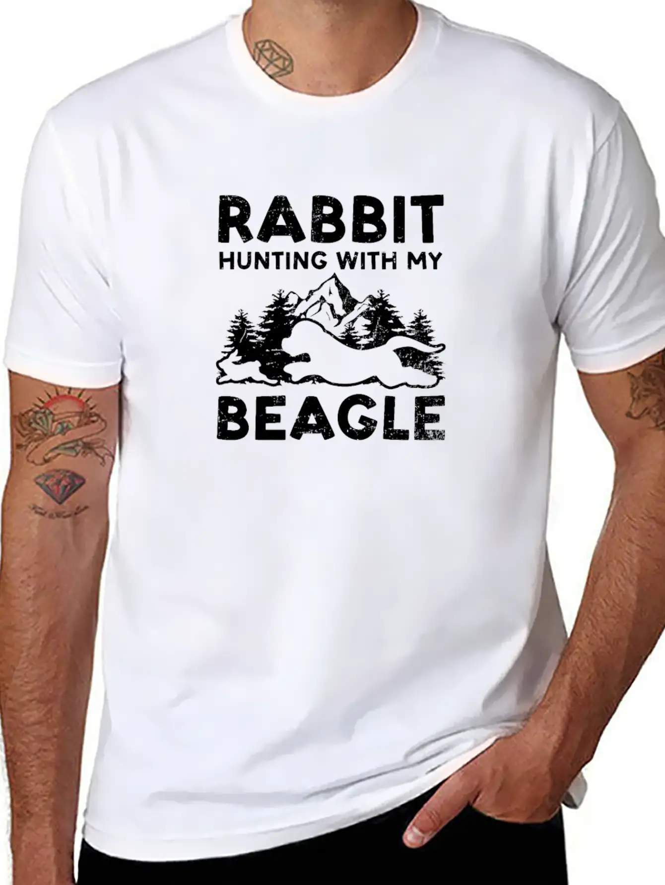 Beagle Hunting Rabbit Hunting With My Beagle Unisex Casual T-Shirt – Clean Design For Daily Comfort