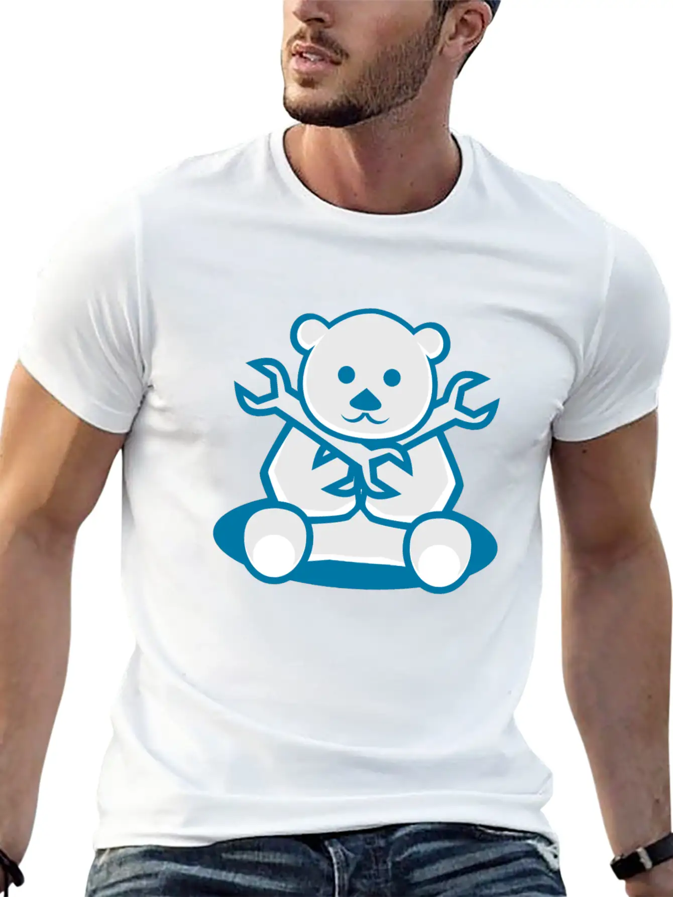 Bear Cute Machanic Cartoon Character Timeless Short Sleeve Tee – Comfy And Minimalist Design
