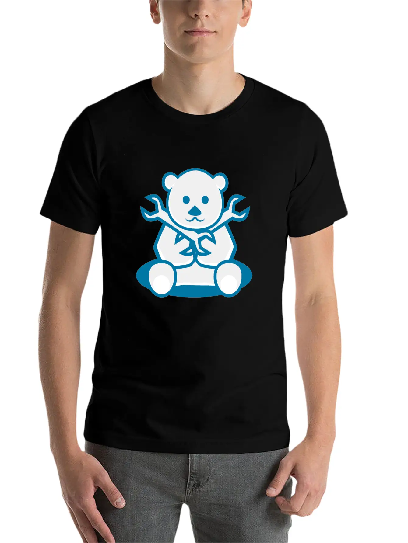 Bear Cute Machanic Cartoon Character Timeless Short Sleeve Tee – Comfy And Minimalist Design