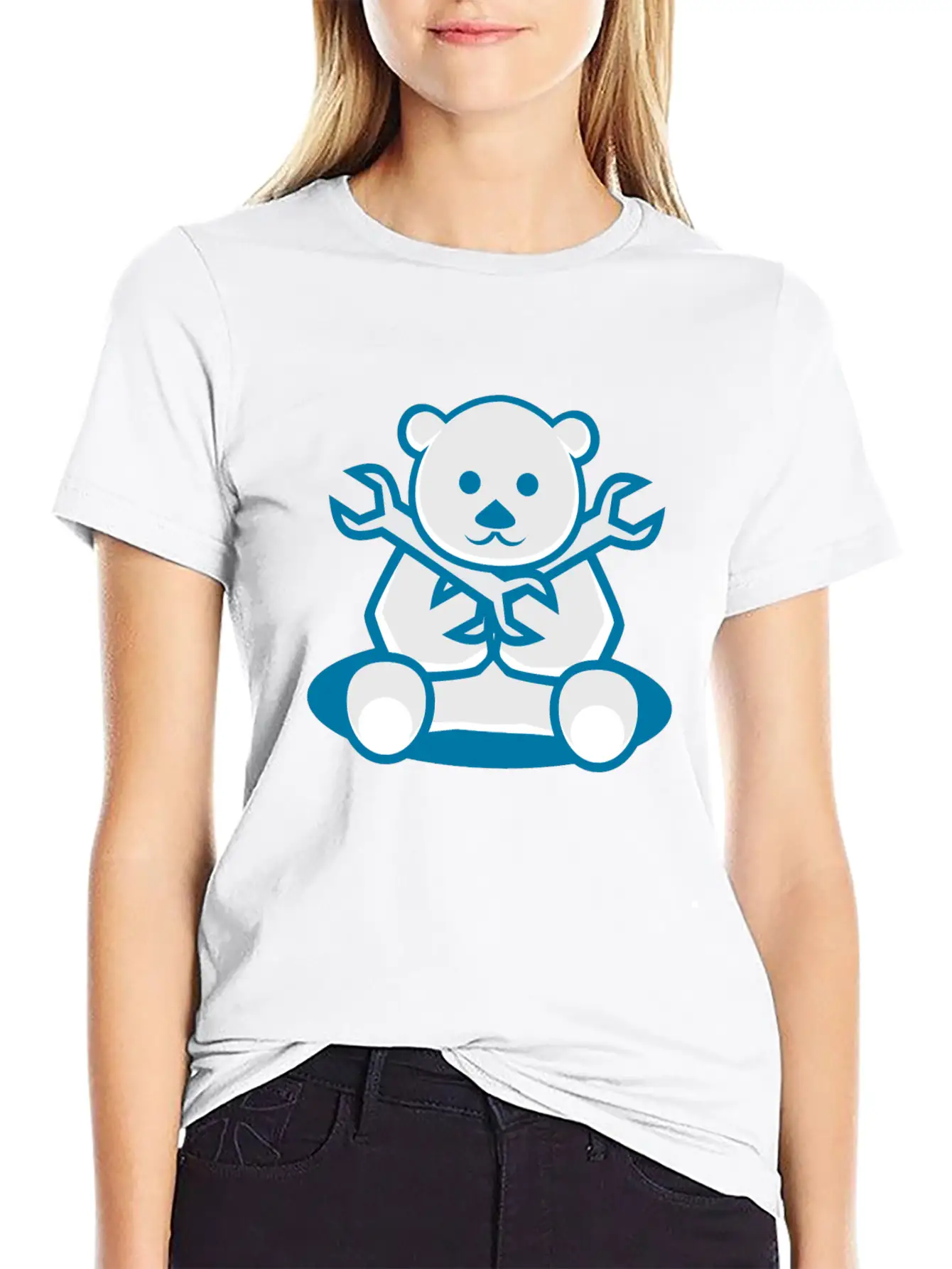 Bear Cute Machanic Cartoon Character Timeless Short Sleeve Tee – Comfy And Minimalist Design