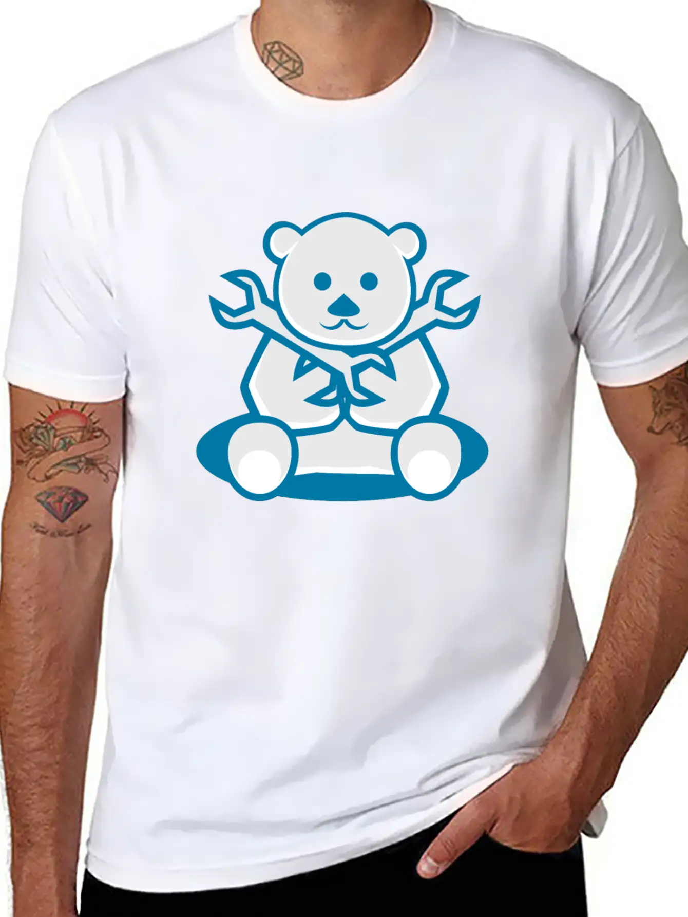Bear Cute Machanic Cartoon Character Timeless Short Sleeve Tee – Comfy And Minimalist Design