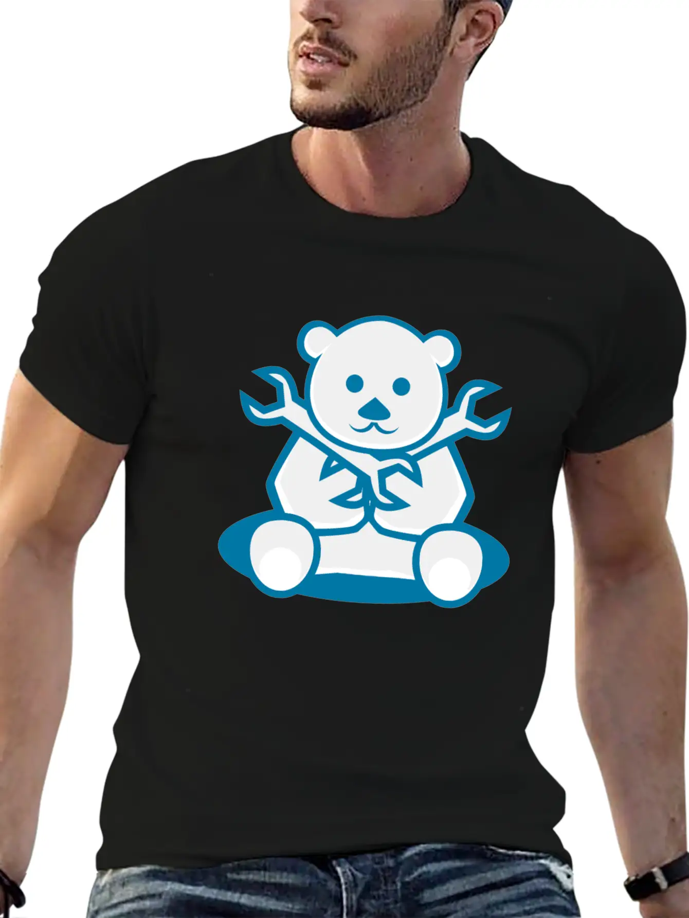 Bear Cute Machanic Cartoon Character Timeless Short Sleeve Tee – Comfy And Minimalist Design