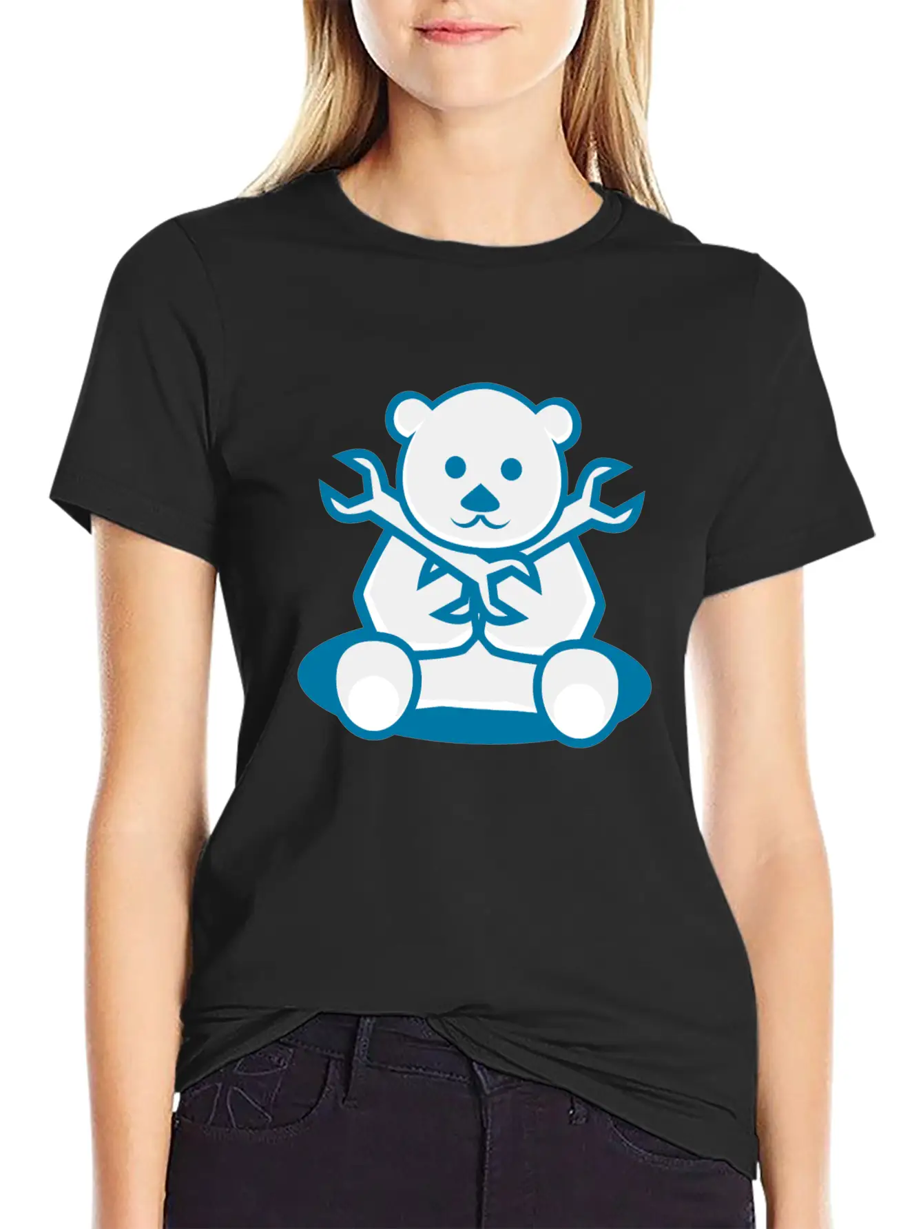 Bear Cute Machanic Cartoon Character Timeless Short Sleeve Tee – Comfy And Minimalist Design