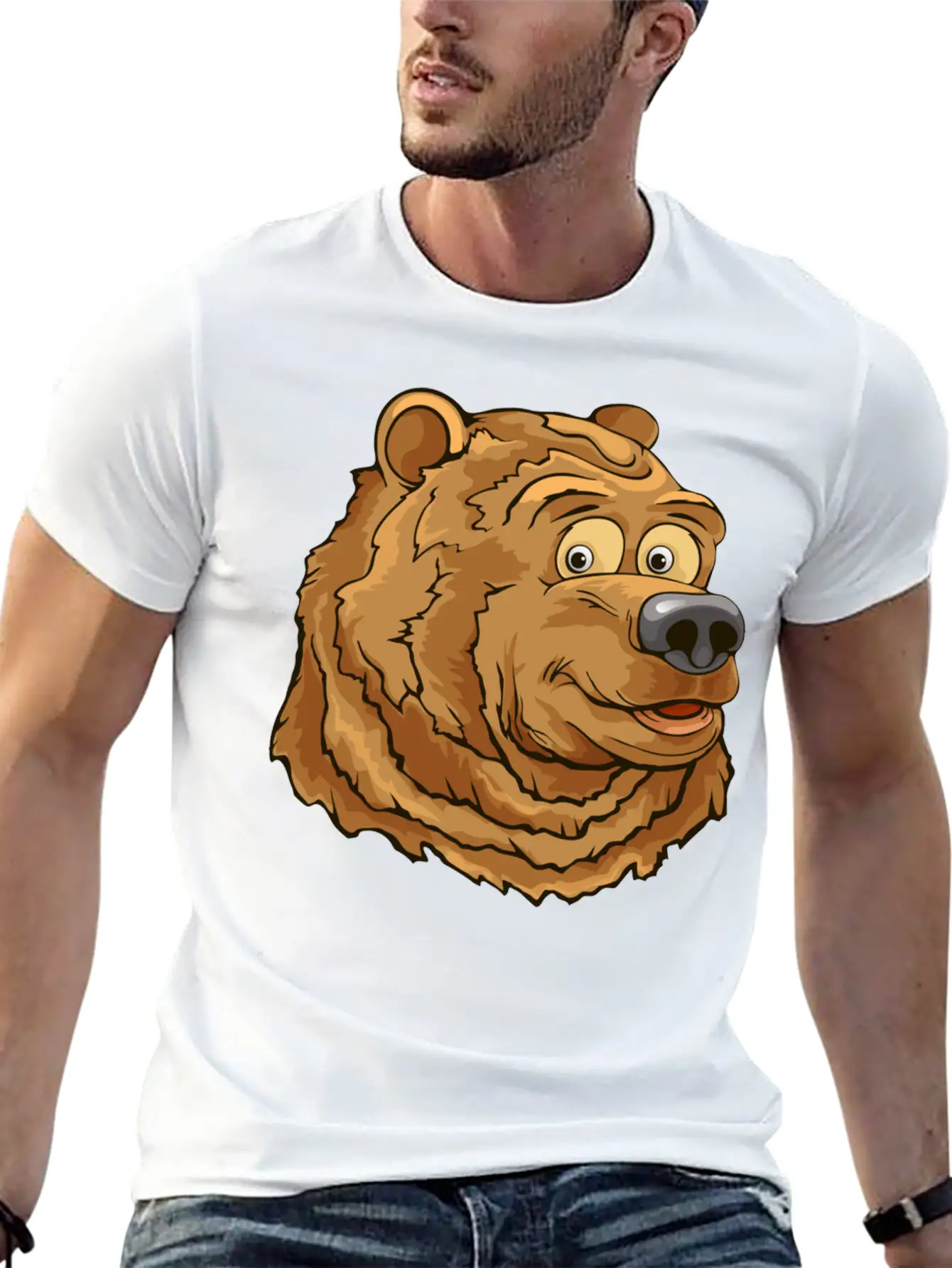 Bear Face Basic Graphic T-Shirt – Daily Comfort In Soft Cotton