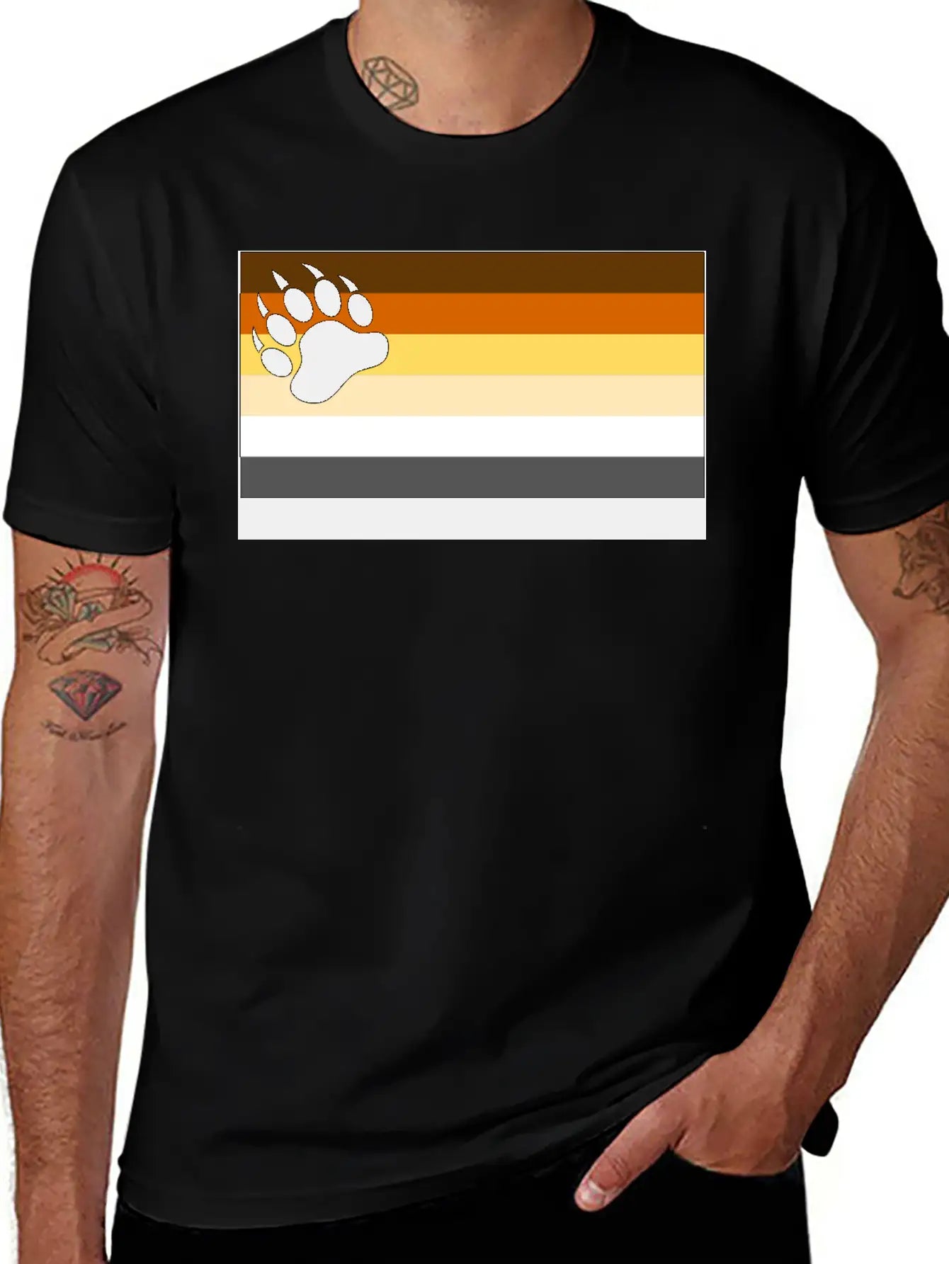 Bear Flag For White Backg Unisex Short Sleeve Soft Cotton T-Shirt – Casual Everyday Wear