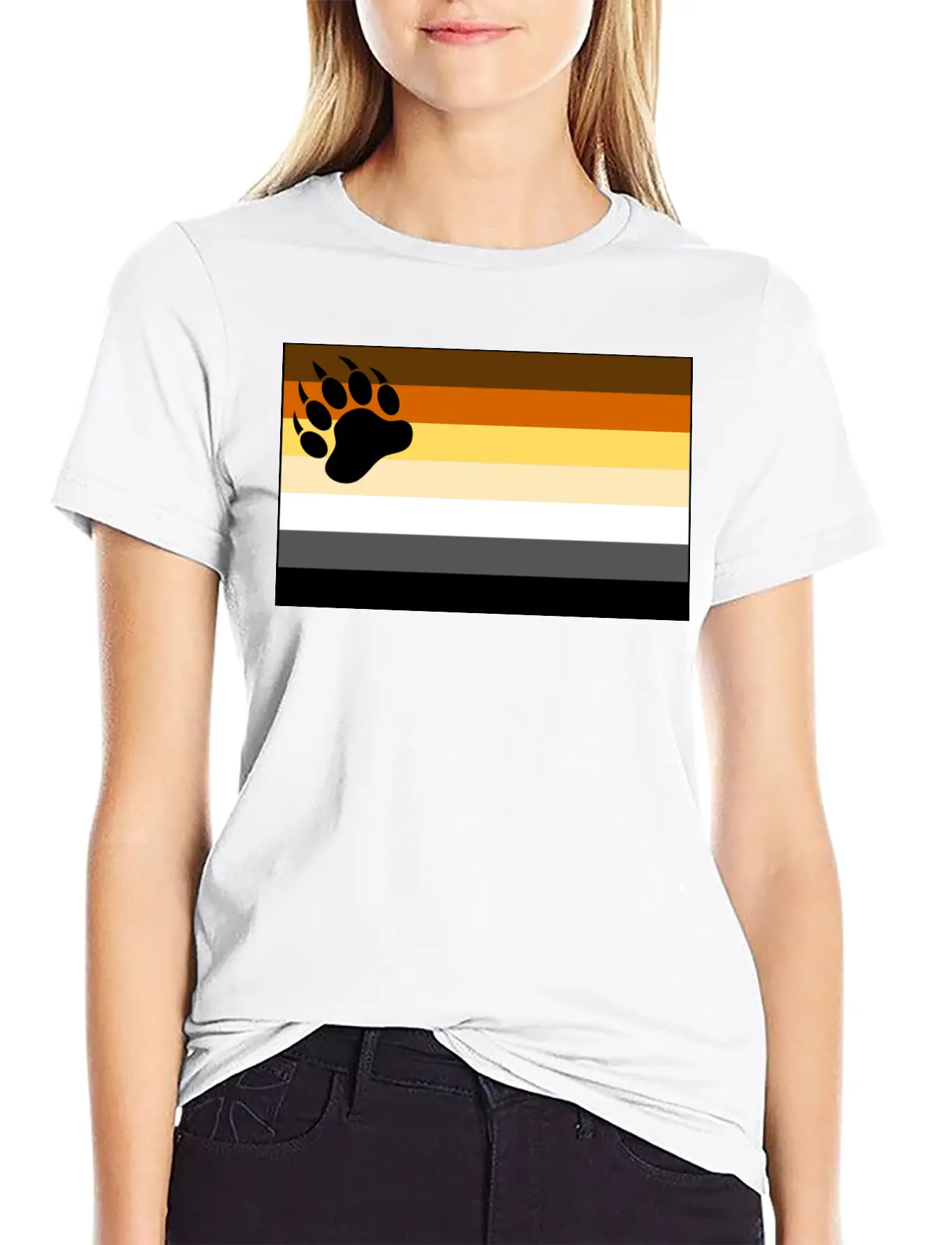 Bear Flag For White Backg Unisex Short Sleeve Soft Cotton T-Shirt – Casual Everyday Wear
