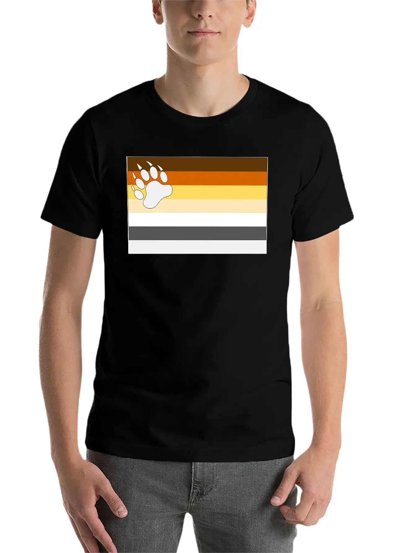 Bear Flag For White Backg Unisex Short Sleeve Soft Cotton T-Shirt – Casual Everyday Wear