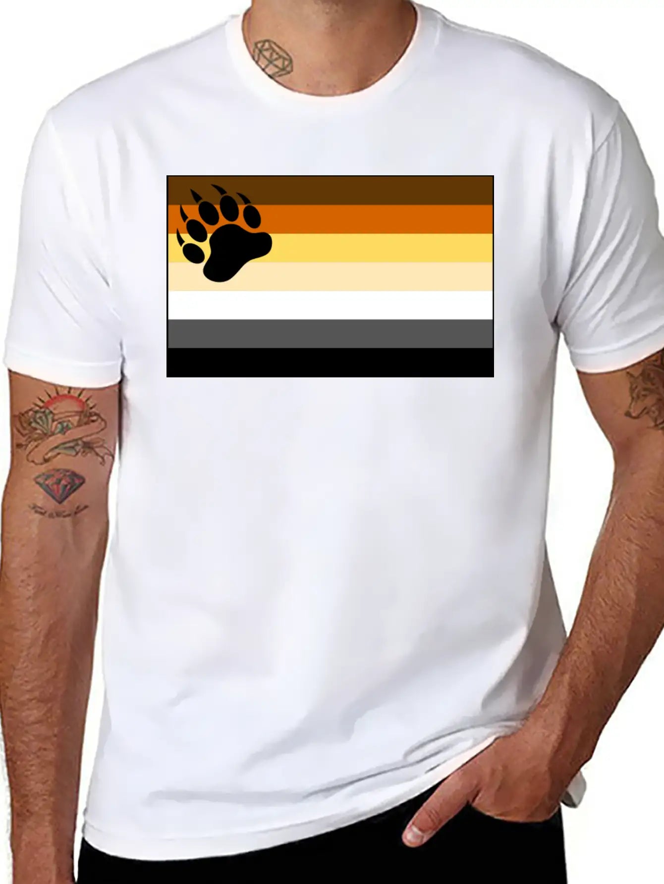 Bear Flag For White Backg Unisex Short Sleeve Soft Cotton T-Shirt – Casual Everyday Wear