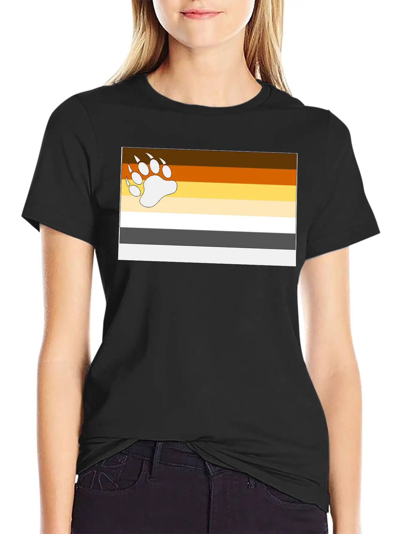 Bear Flag For White Backg Unisex Short Sleeve Soft Cotton T-Shirt – Casual Everyday Wear