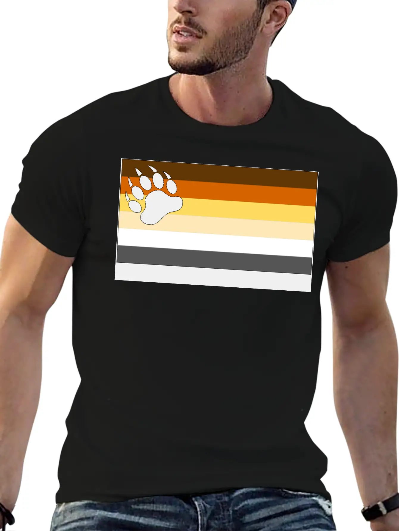 Bear Flag For White Backg Unisex Short Sleeve Soft Cotton T-Shirt – Casual Everyday Wear