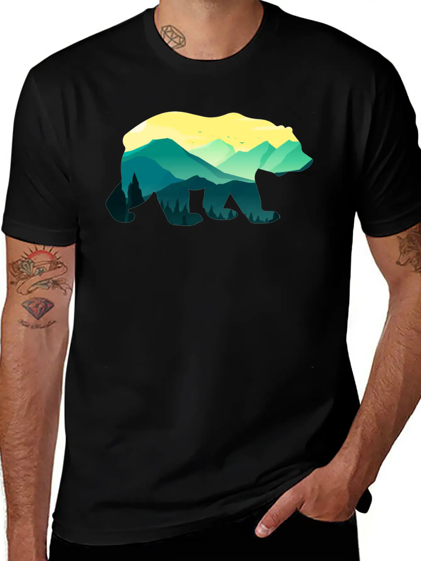 Bear Nature Gift Planet Forest Unisex Short Sleeve Soft Cotton T-Shirt – Casual Everyday Wear