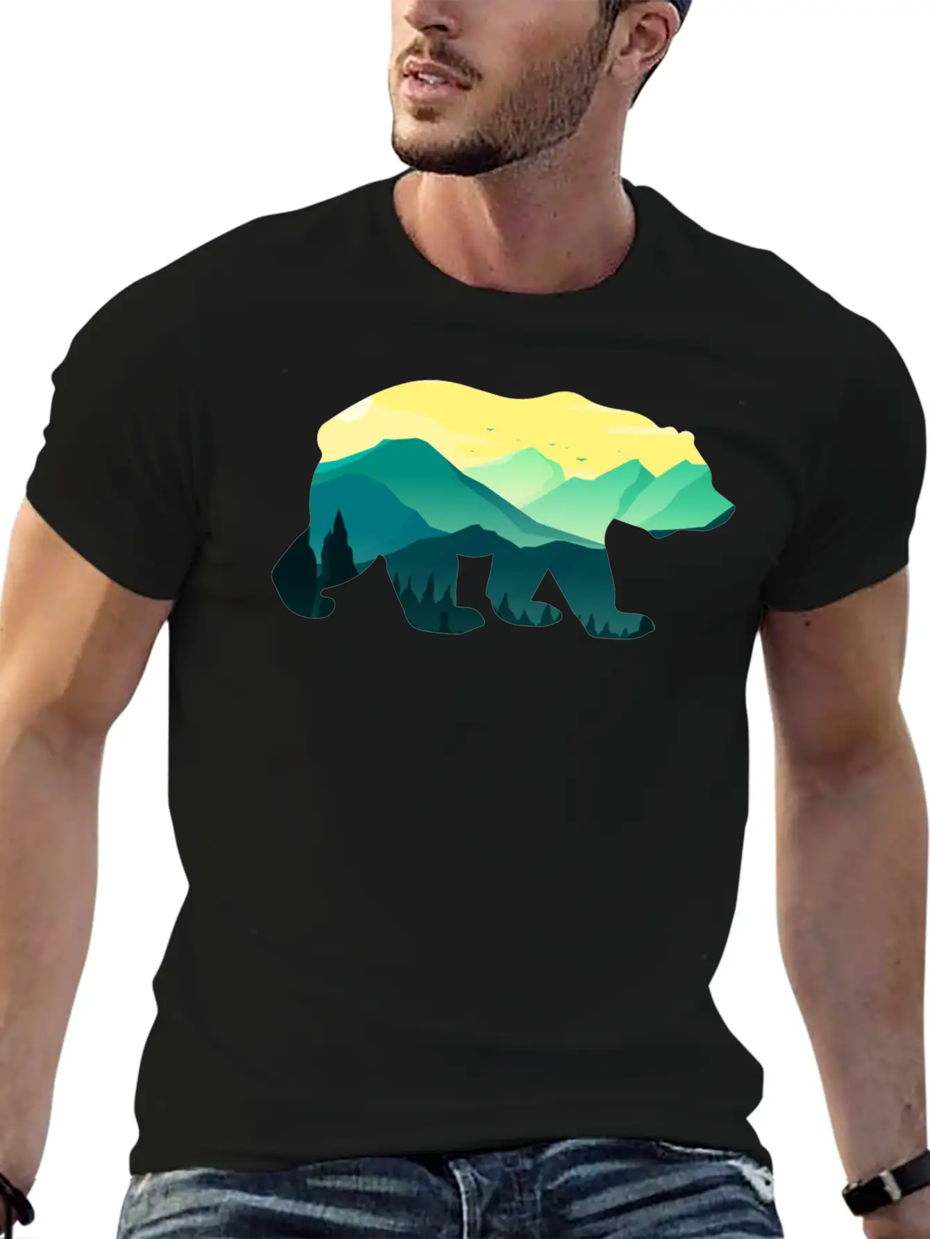 Bear Nature Gift Planet Forest Unisex Short Sleeve Soft Cotton T-Shirt – Casual Everyday Wear