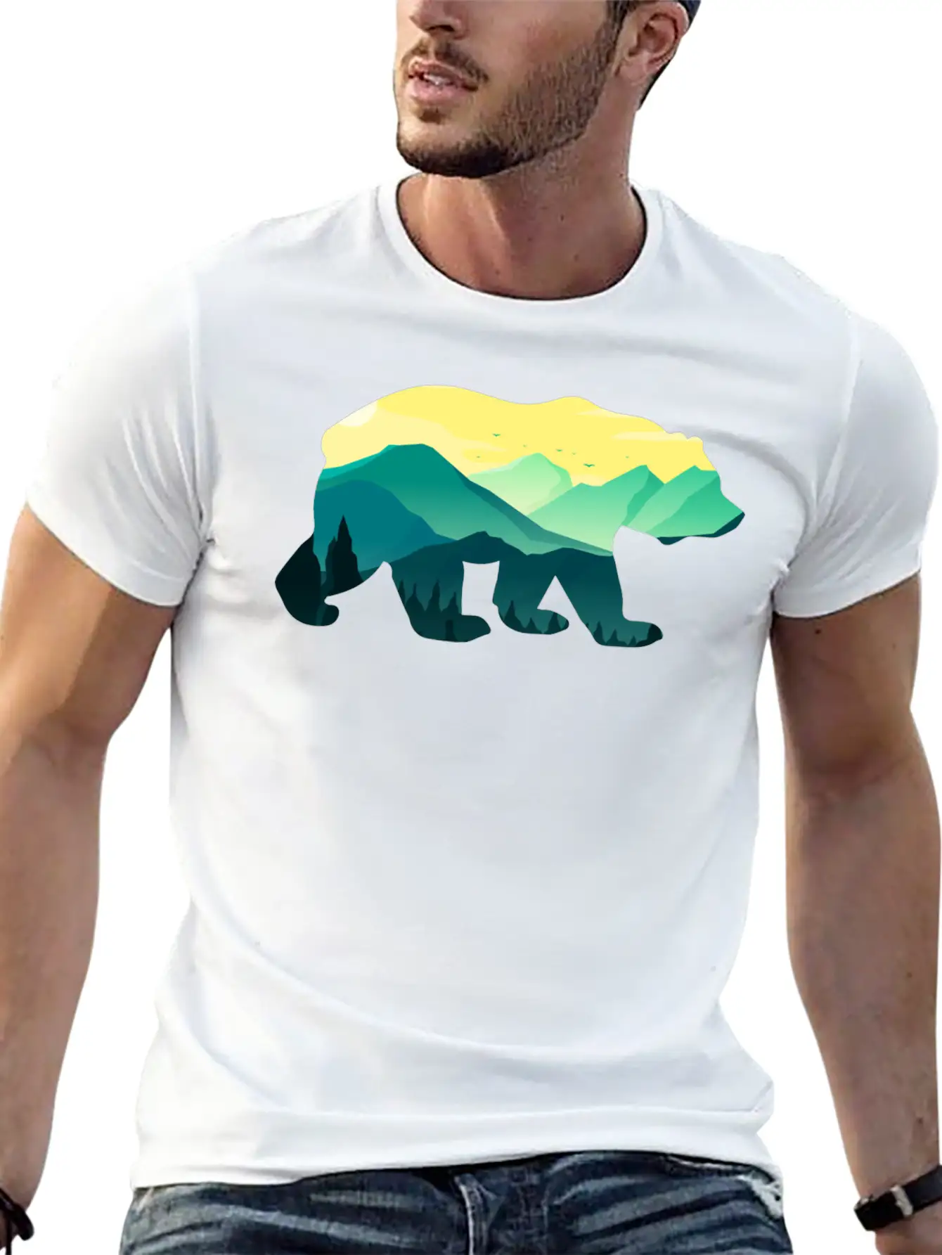 Bear Nature Gift Planet Forest Unisex Short Sleeve Soft Cotton T-Shirt – Casual Everyday Wear