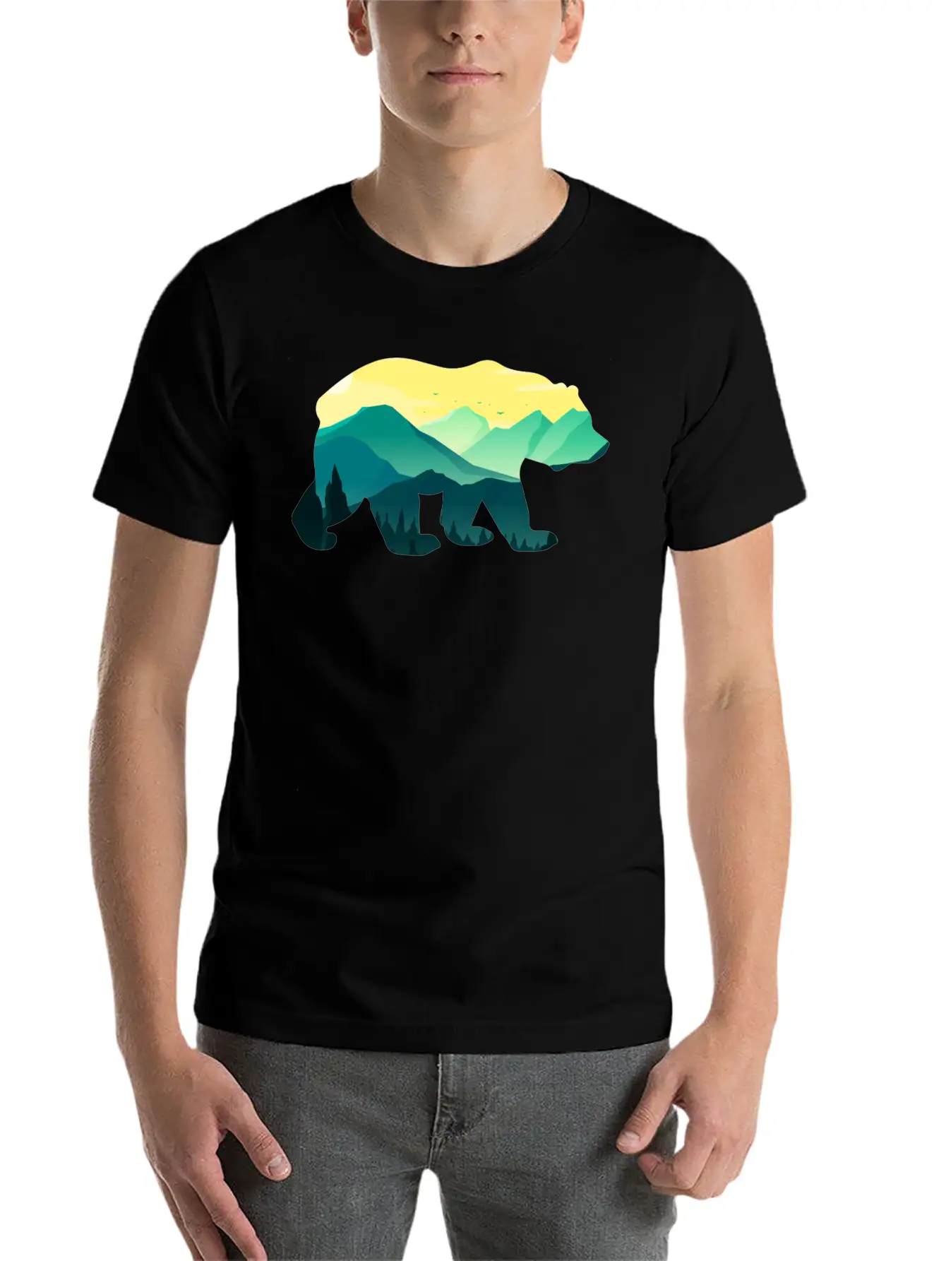 Bear Nature Gift Planet Forest Unisex Short Sleeve Soft Cotton T-Shirt – Casual Everyday Wear