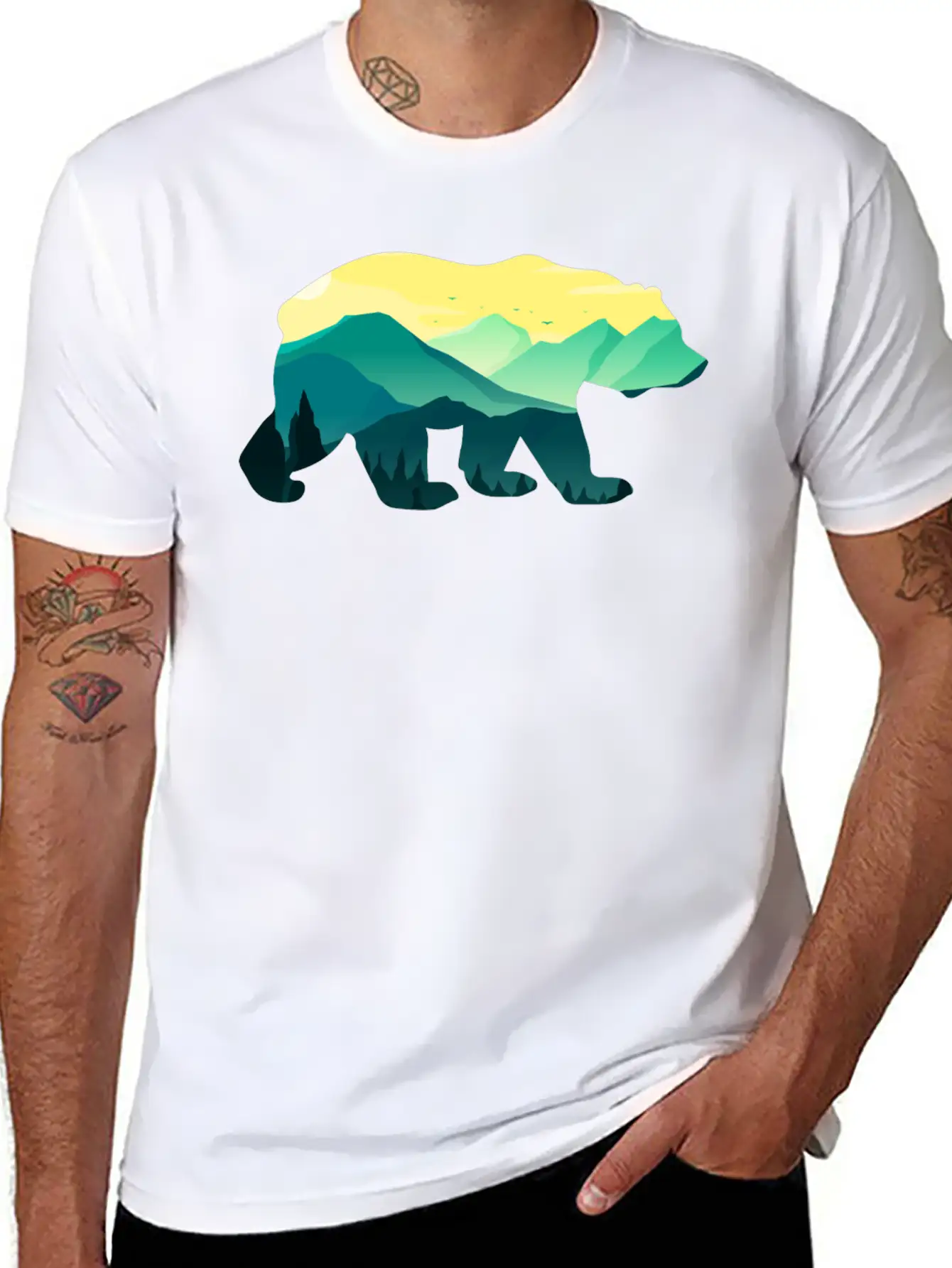 Bear Nature Gift Planet Forest Unisex Short Sleeve Soft Cotton T-Shirt – Casual Everyday Wear