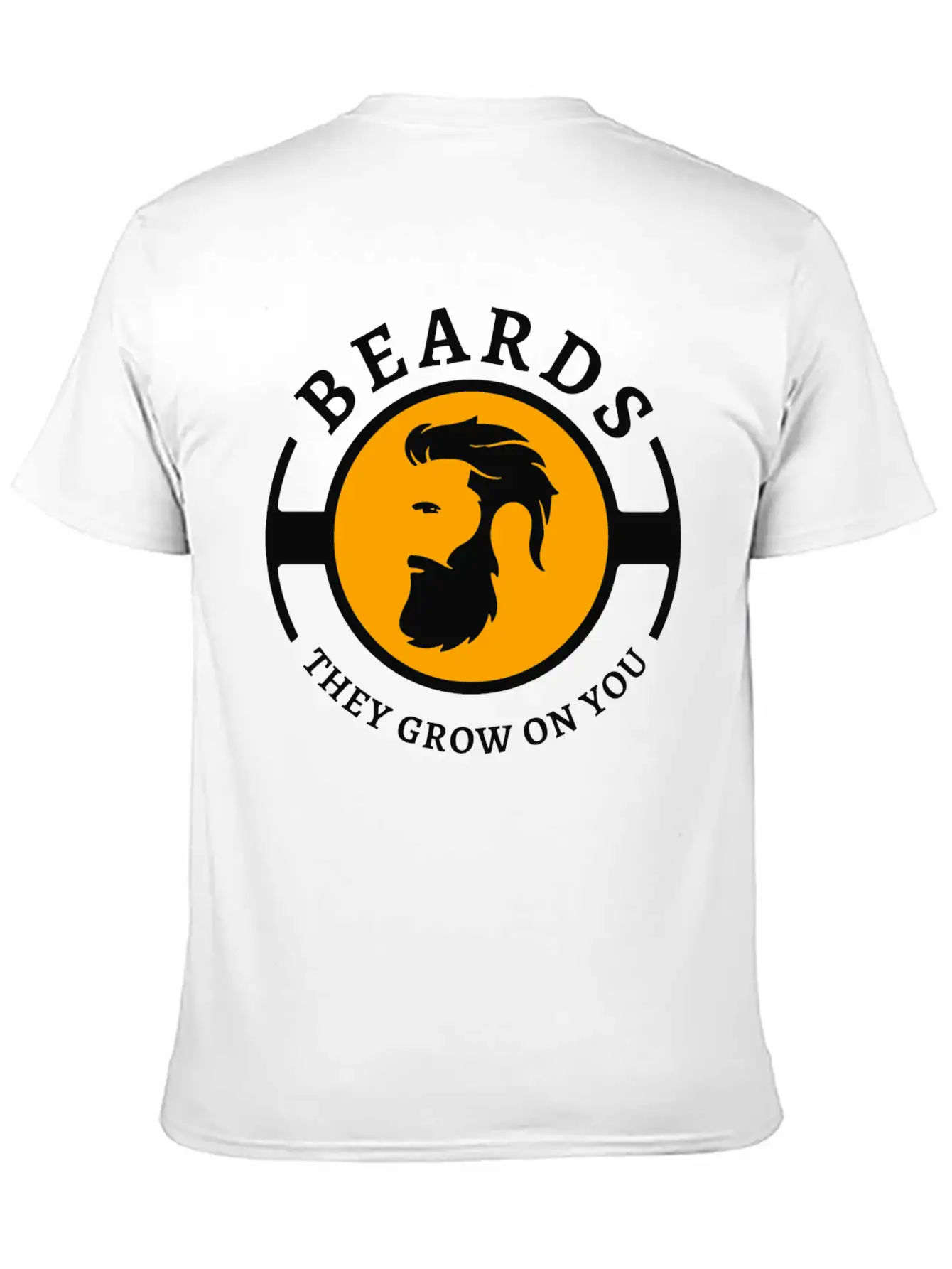 Beards, They Grow On You | Minimal Orange Design Unisex Short Sleeve Soft Cotton T-Shirt – Casual Everyday Wear