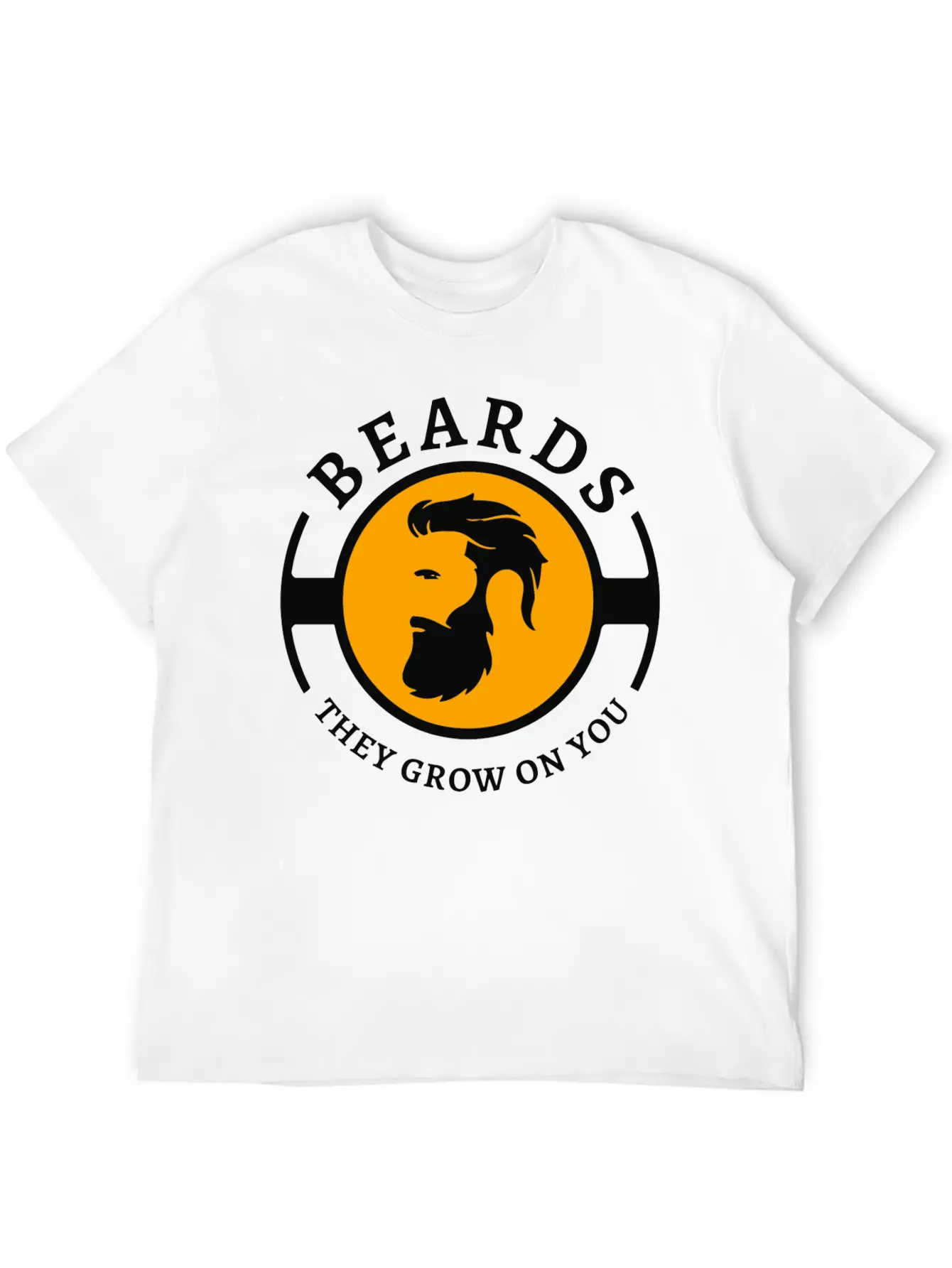 Beards, They Grow On You | Minimal Orange Design Unisex Short Sleeve Soft Cotton T-Shirt – Casual Everyday Wear