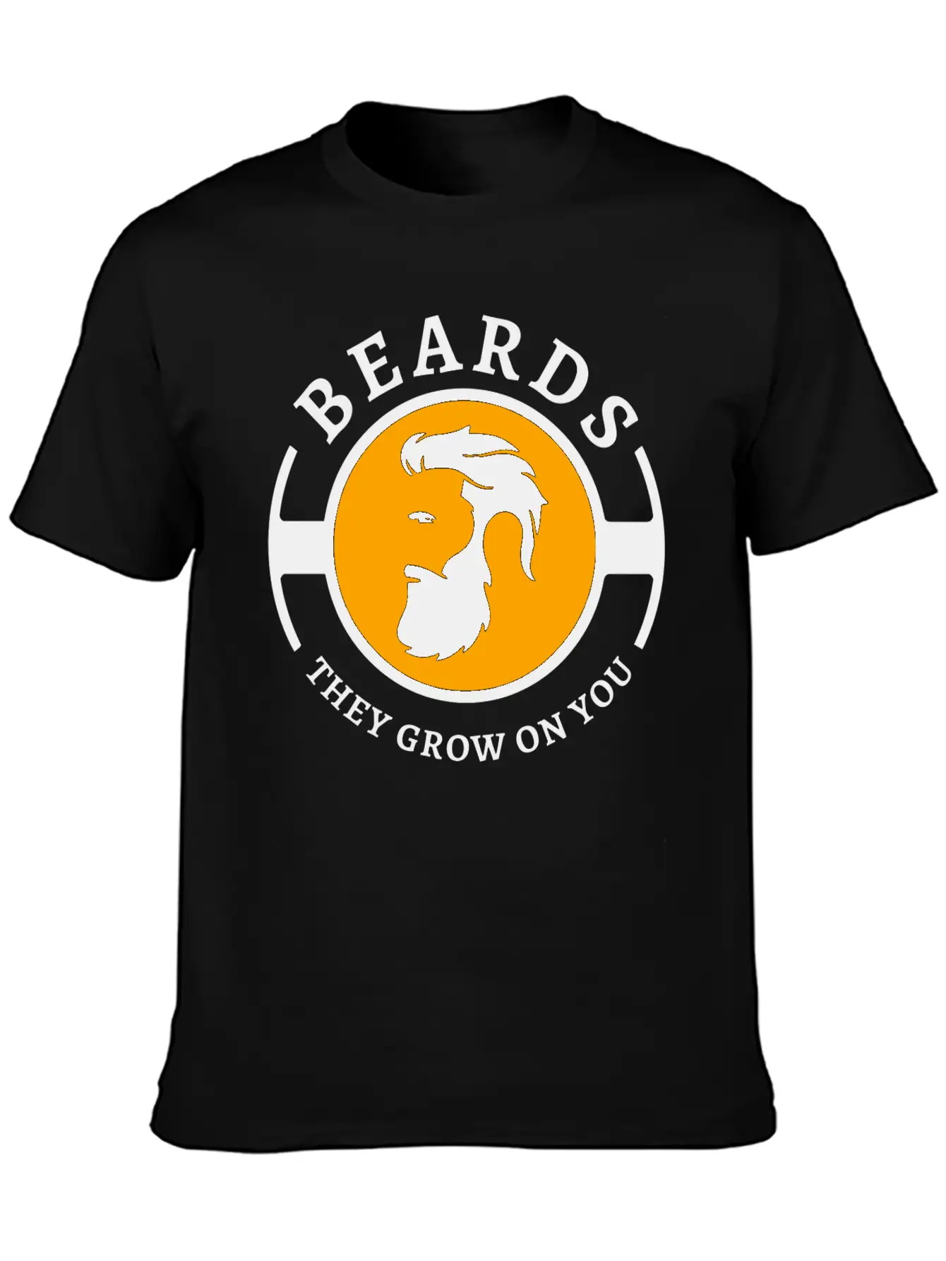 Beards, They Grow On You | Minimal Orange Design Unisex Short Sleeve Soft Cotton T-Shirt – Casual Everyday Wear