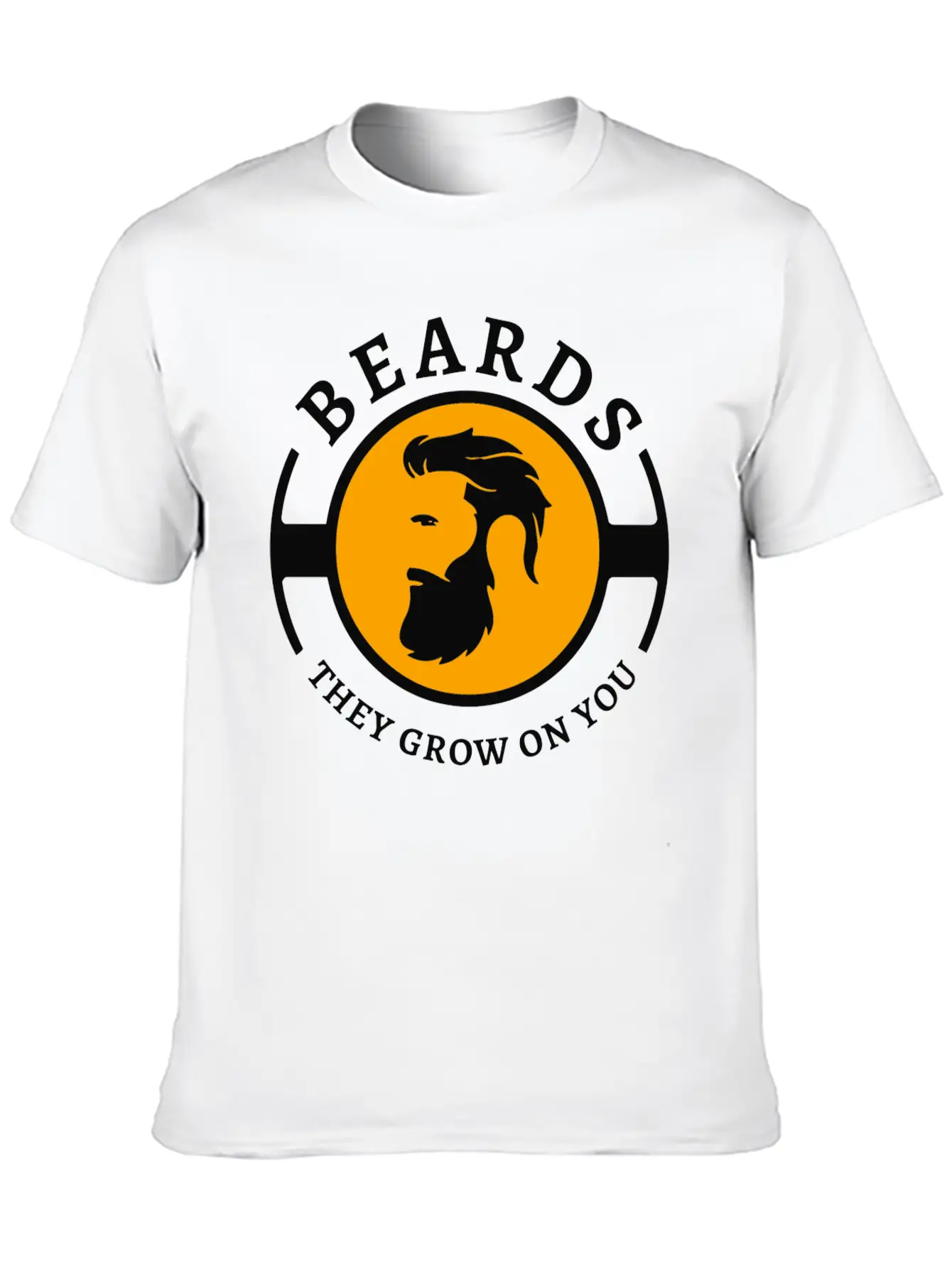 Beards, They Grow On You | Minimal Orange Design Unisex Short Sleeve Soft Cotton T-Shirt – Casual Everyday Wear