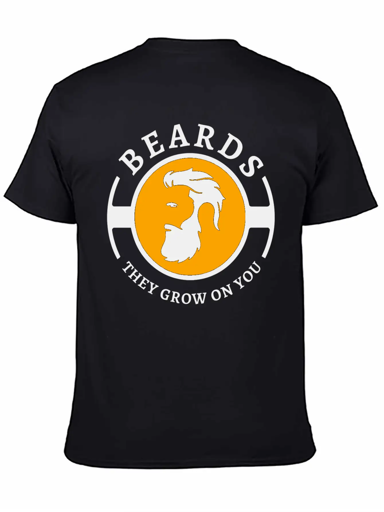 Beards, They Grow On You | Minimal Orange Design Unisex Short Sleeve Soft Cotton T-Shirt – Casual Everyday Wear