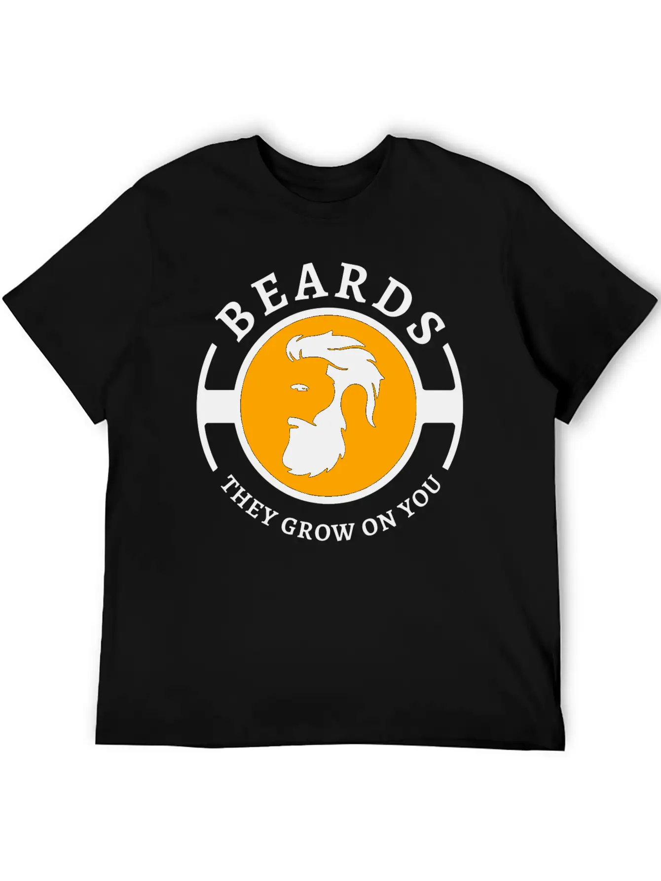 Beards, They Grow On You | Minimal Orange Design Unisex Short Sleeve Soft Cotton T-Shirt – Casual Everyday Wear