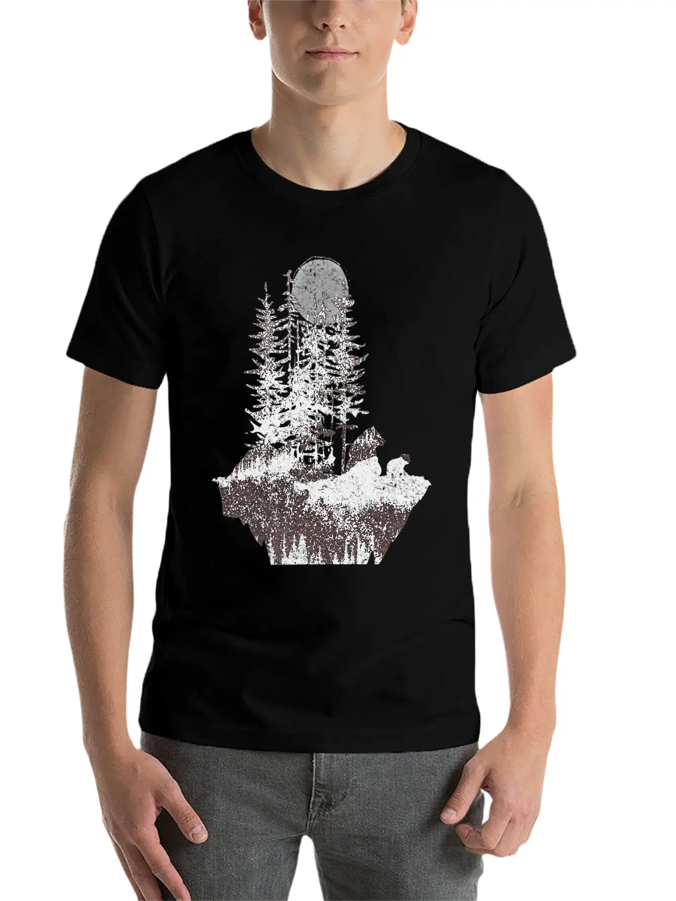 Bears And Moon Stylish Everyday T-Shirt – Unisex Basic Cotton Tee