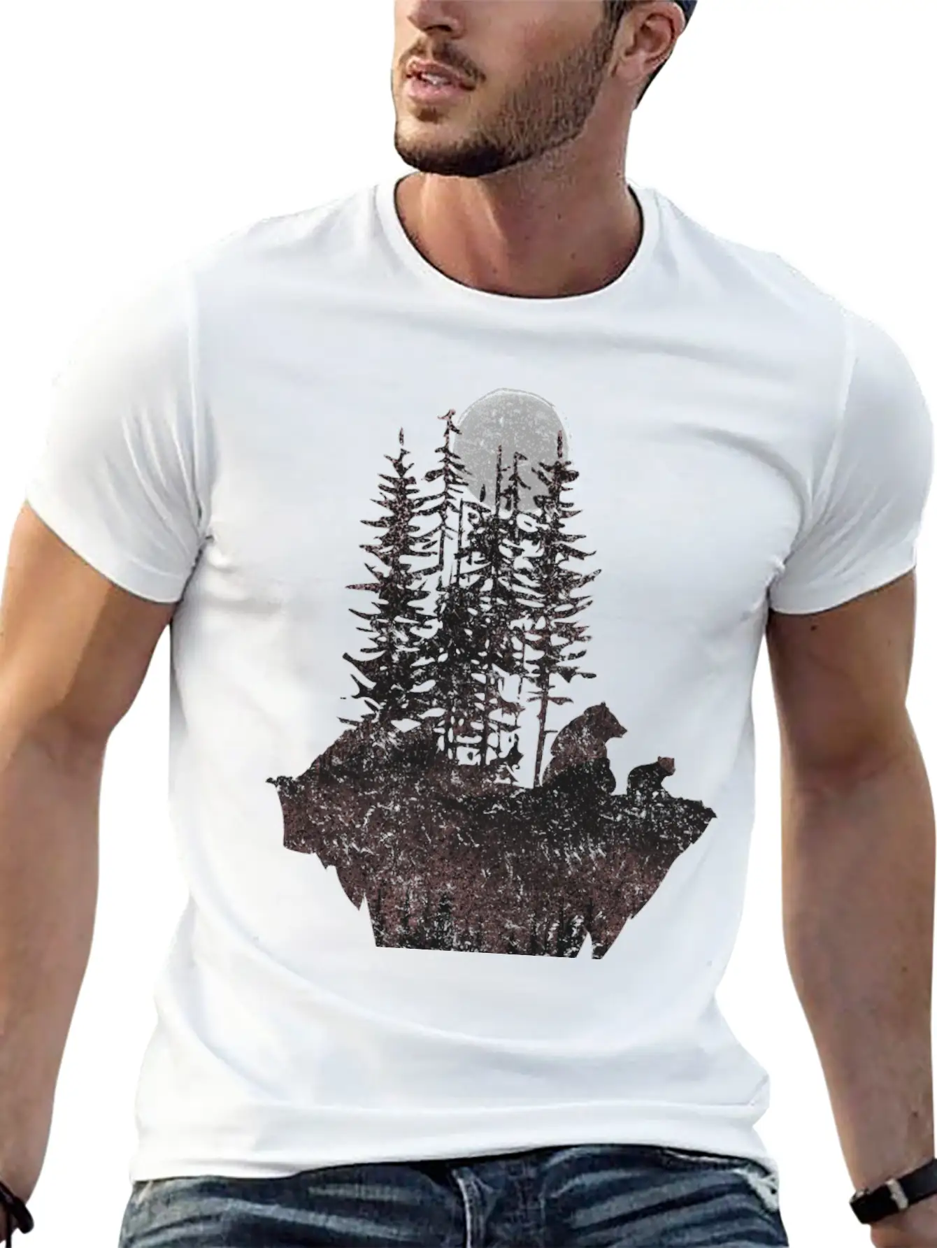 Bears And Moon Stylish Everyday T-Shirt – Unisex Basic Cotton Tee