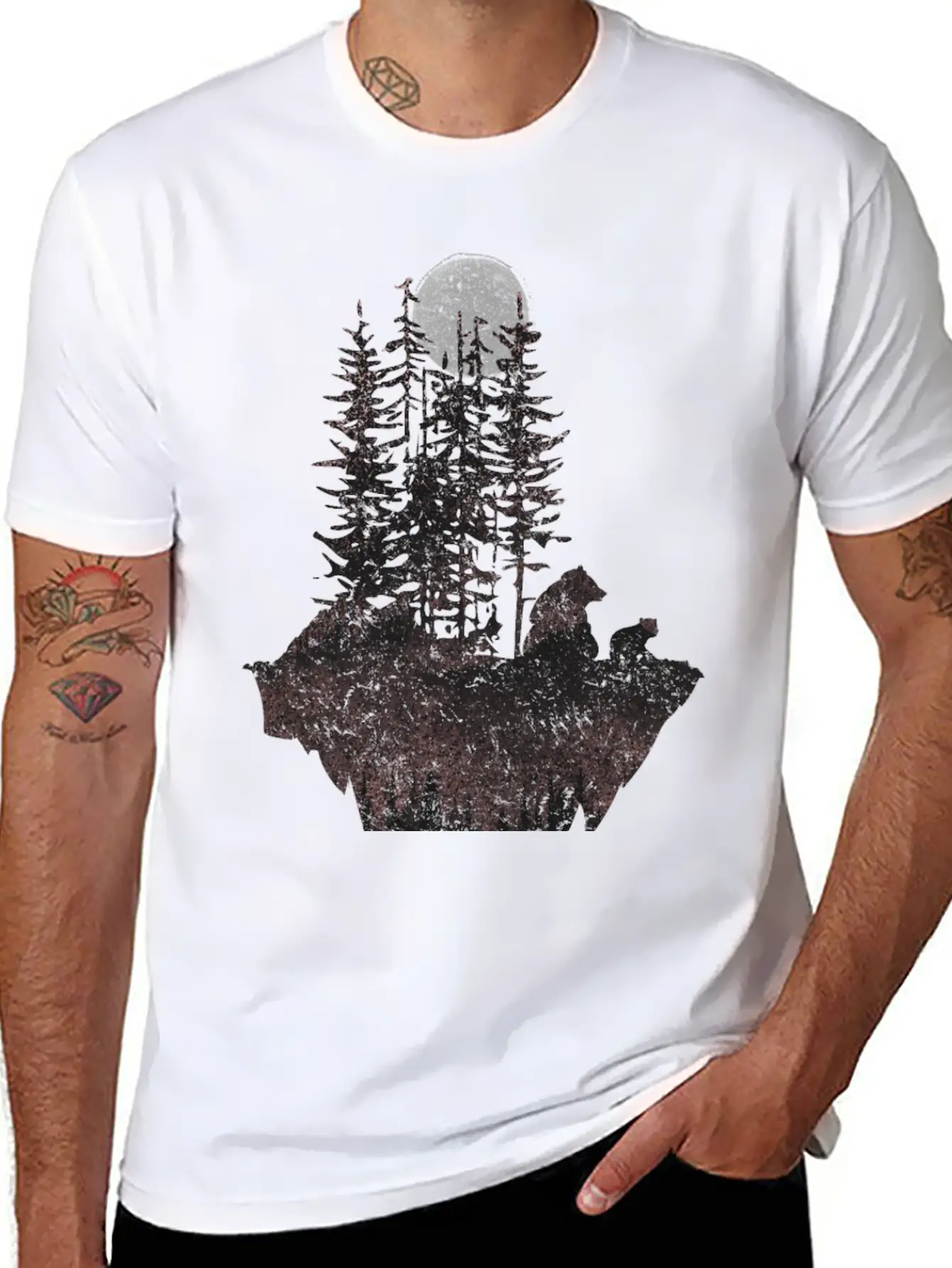 Bears And Moon Stylish Everyday T-Shirt – Unisex Basic Cotton Tee