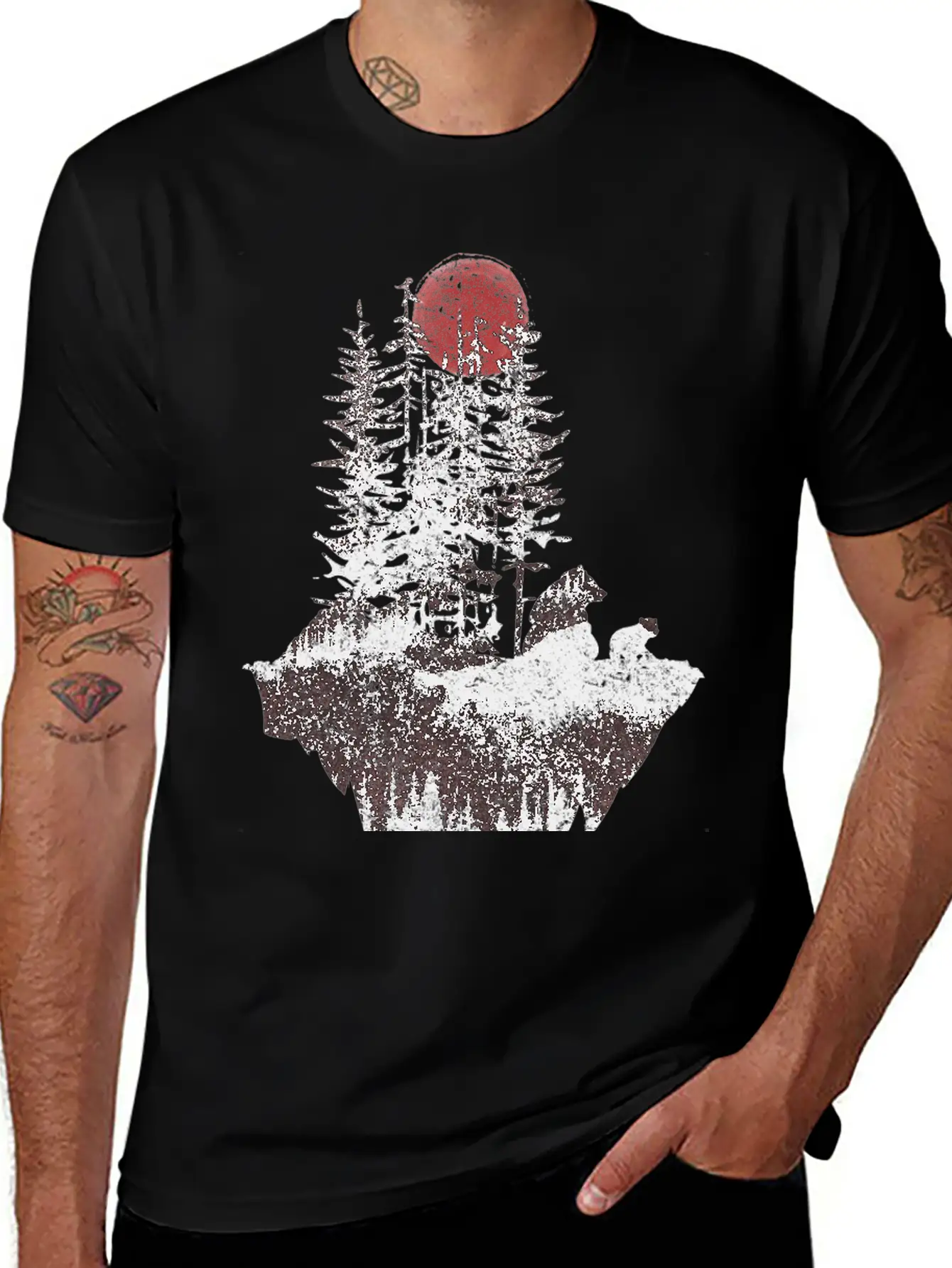 Bears And Moon Unisex Short Sleeve Soft Cotton T-Shirt – Casual Everyday Wear