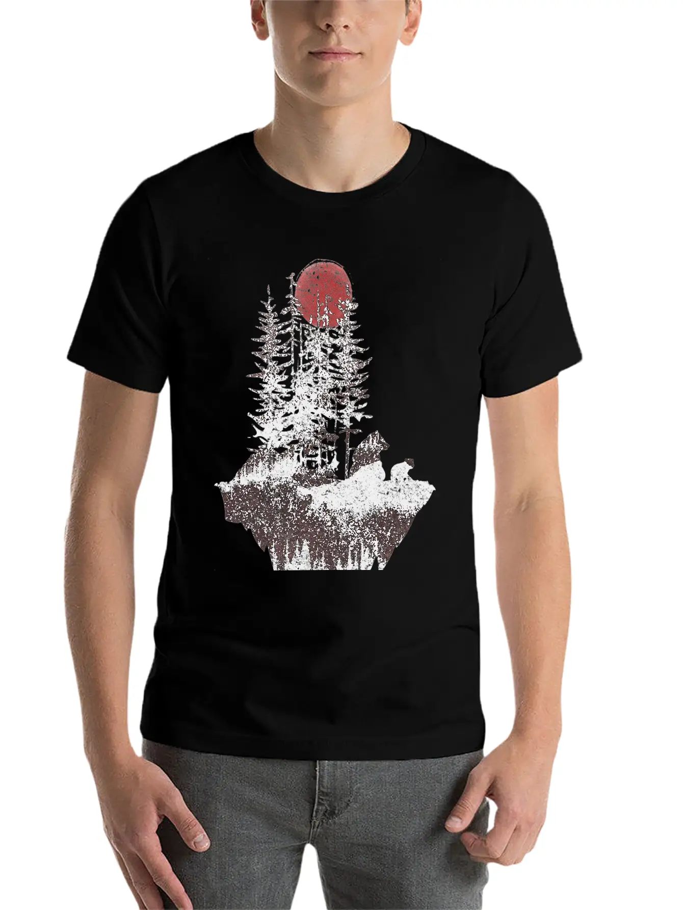Bears And Moon Unisex Short Sleeve Soft Cotton T-Shirt – Casual Everyday Wear