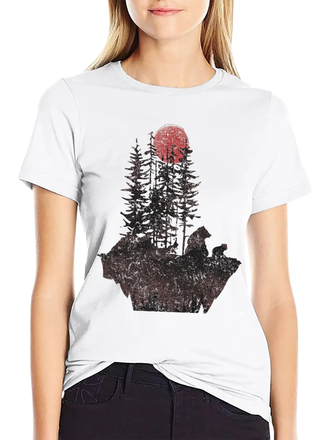 Bears And Moon Unisex Short Sleeve Soft Cotton T-Shirt – Casual Everyday Wear