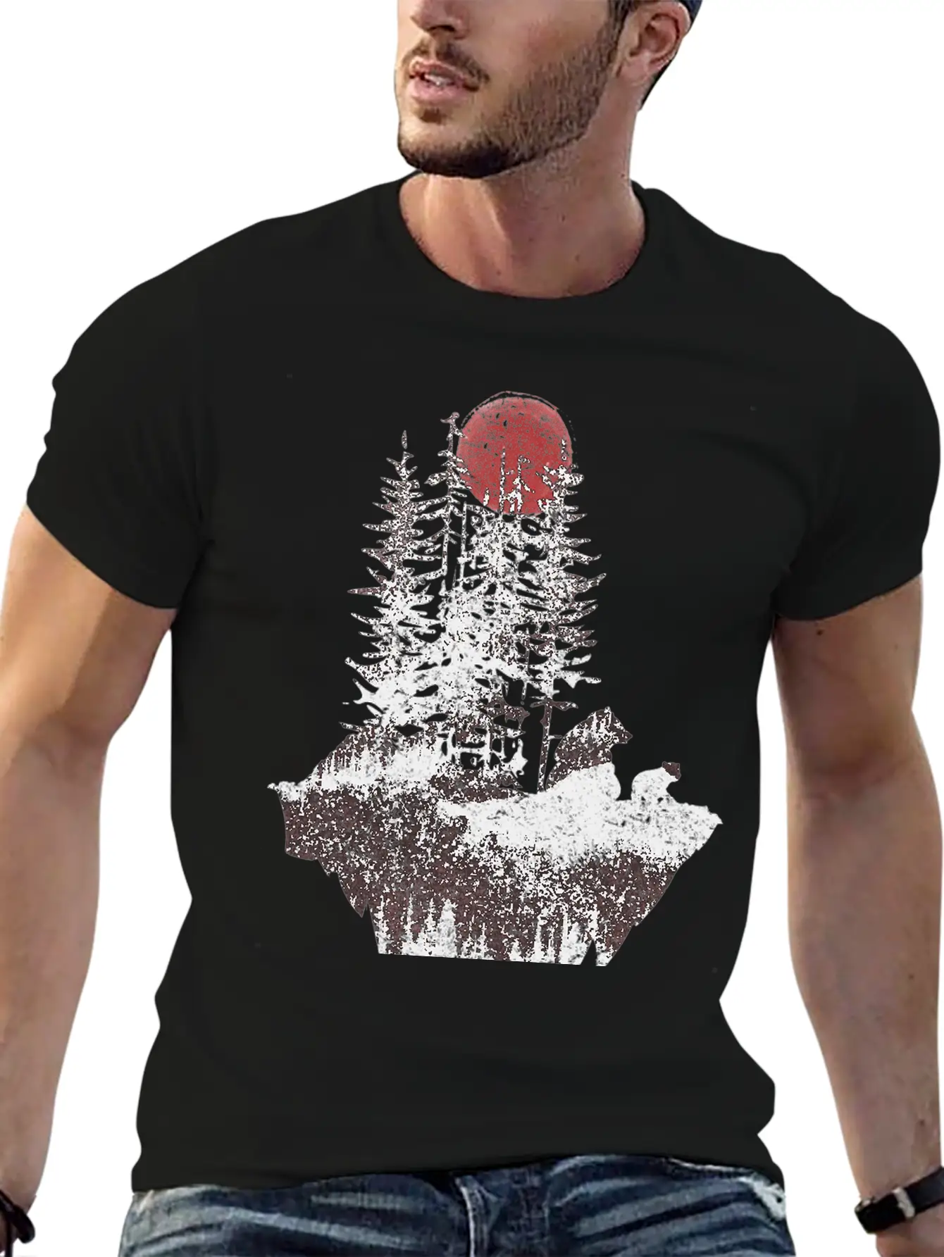 Bears And Moon Unisex Short Sleeve Soft Cotton T-Shirt – Casual Everyday Wear