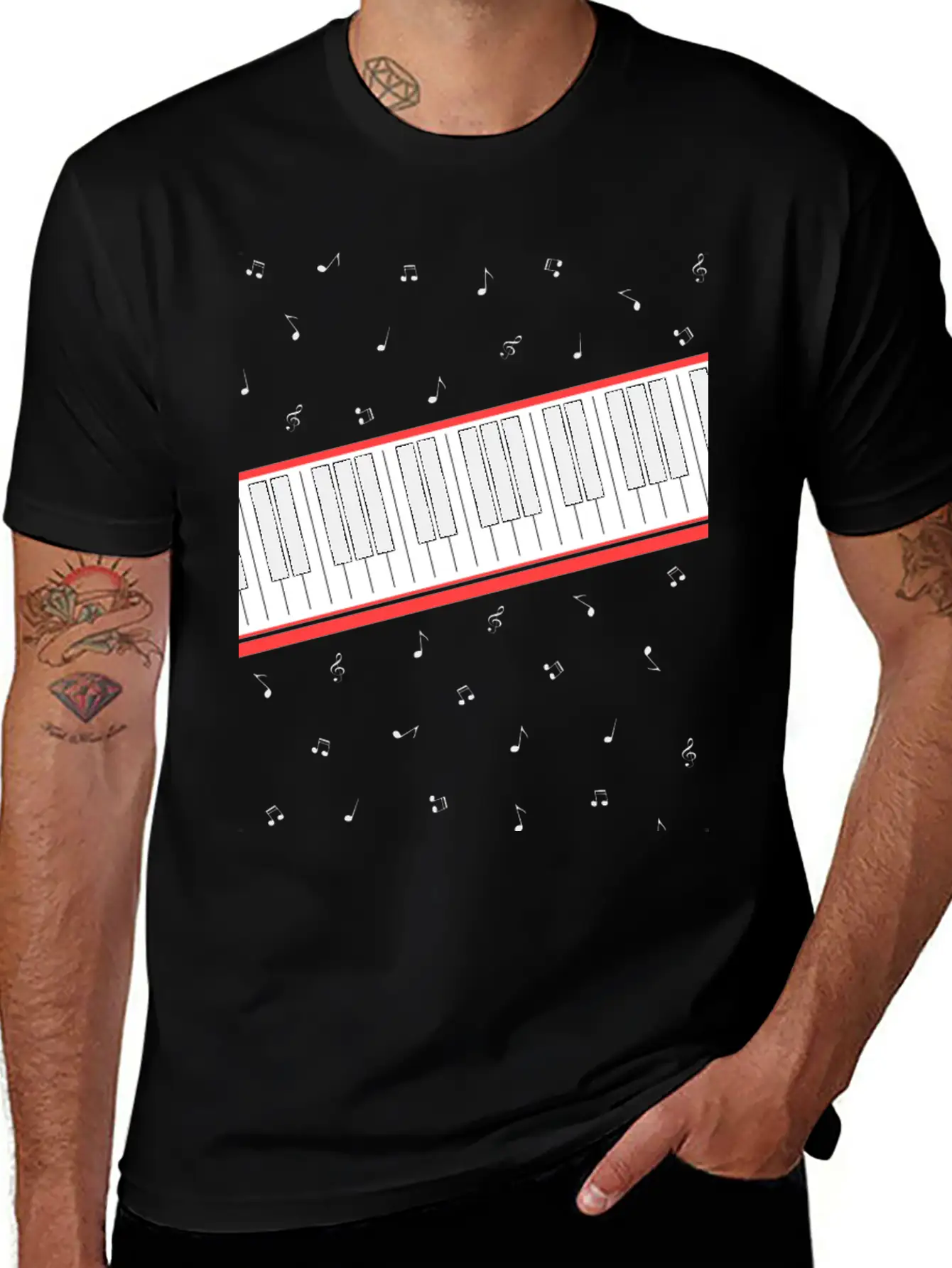 Beat It - Keyboard And Notes Timeless Short Sleeve Tee – Comfy And Minimalist Design