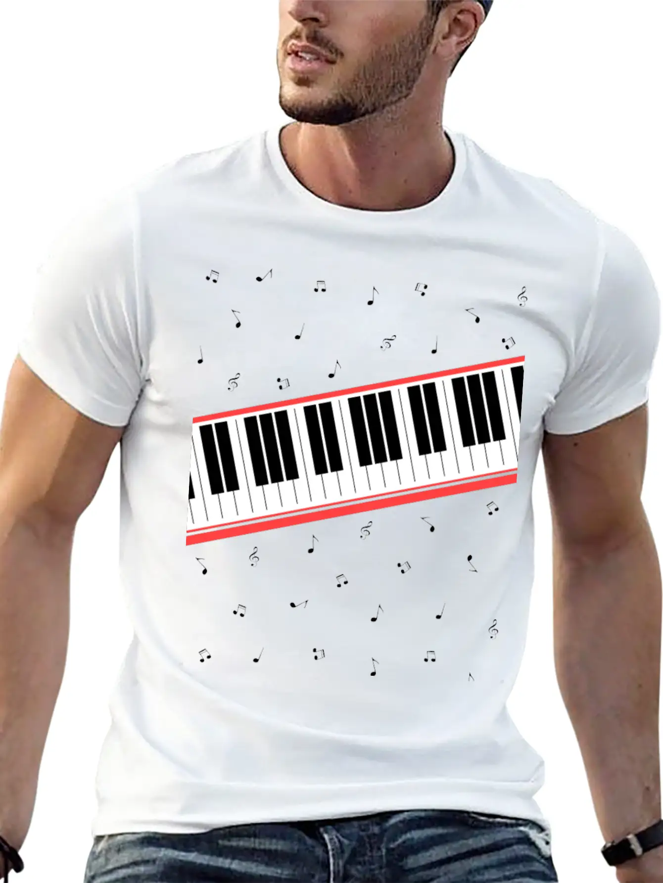 Beat It - Keyboard And Notes Timeless Short Sleeve Tee – Comfy And Minimalist Design