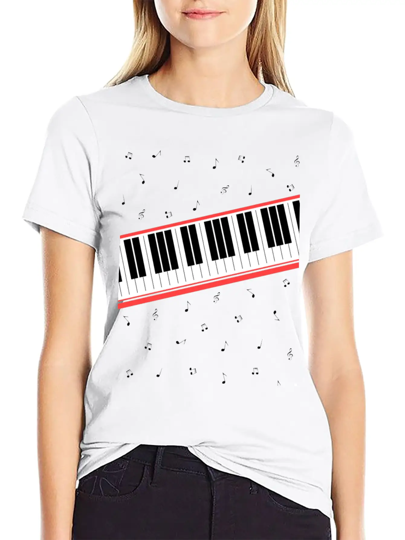 Beat It - Keyboard And Notes Timeless Short Sleeve Tee – Comfy And Minimalist Design