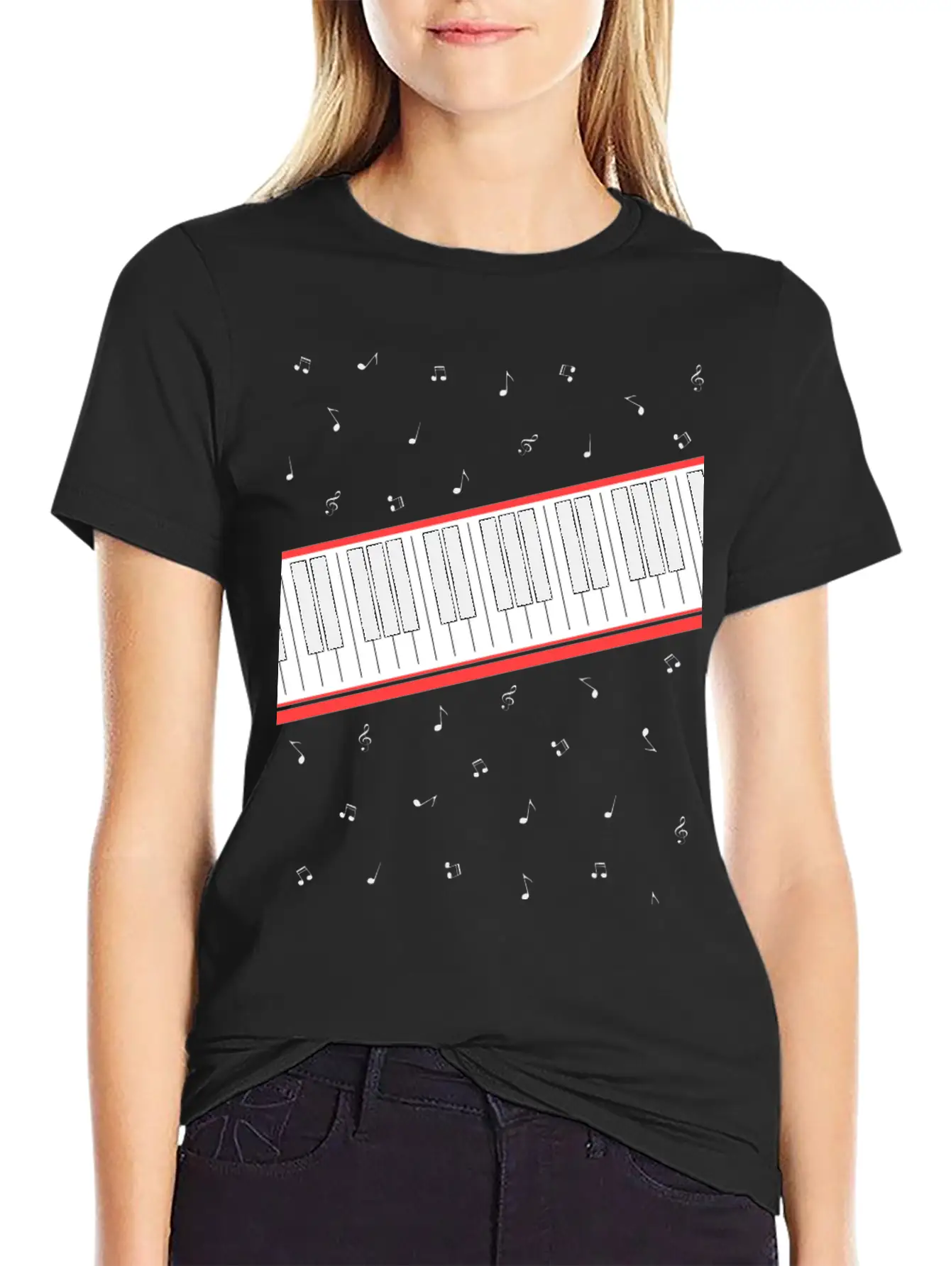 Beat It - Keyboard And Notes Timeless Short Sleeve Tee – Comfy And Minimalist Design