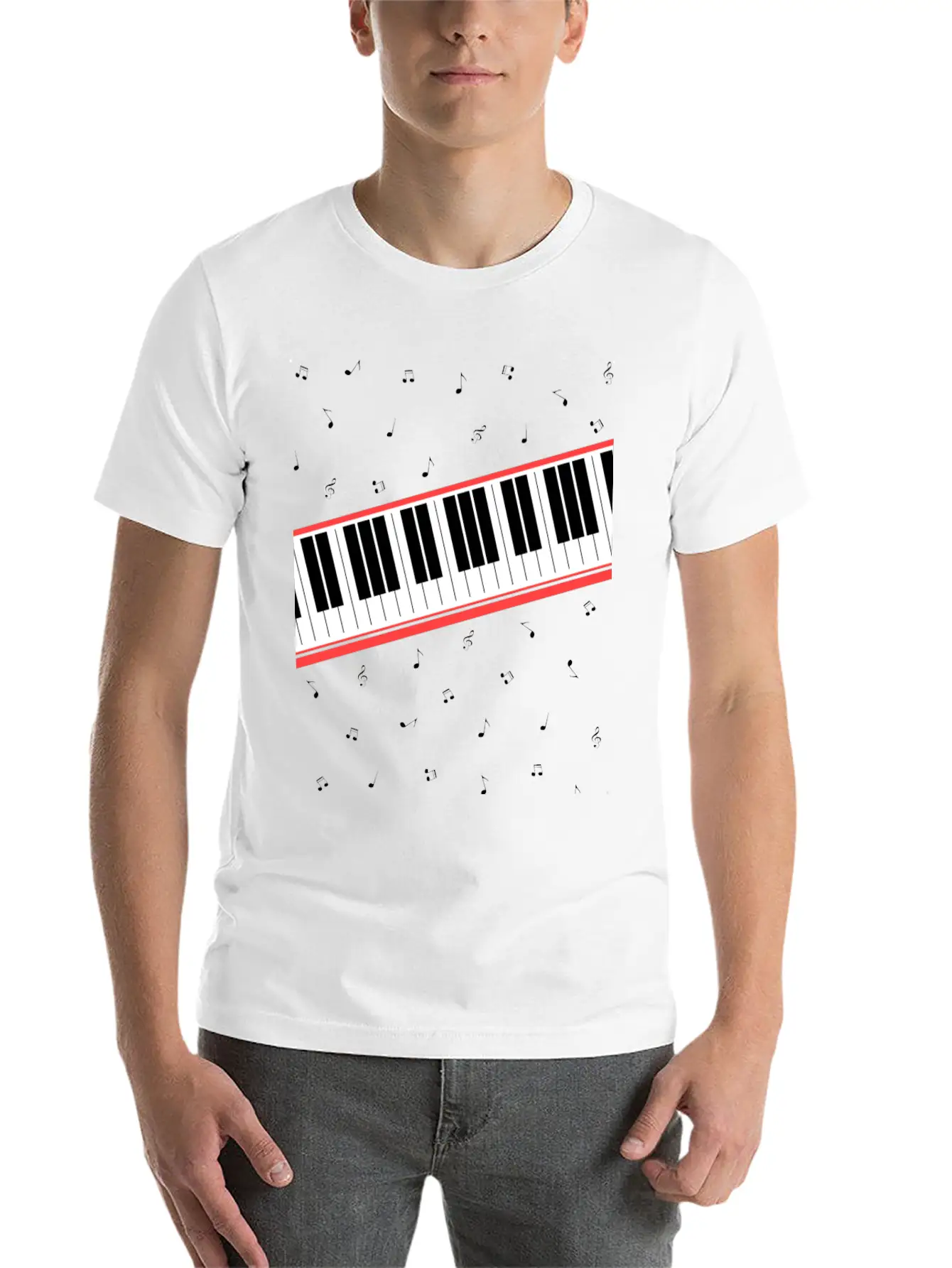 Beat It - Keyboard And Notes Timeless Short Sleeve Tee – Comfy And Minimalist Design
