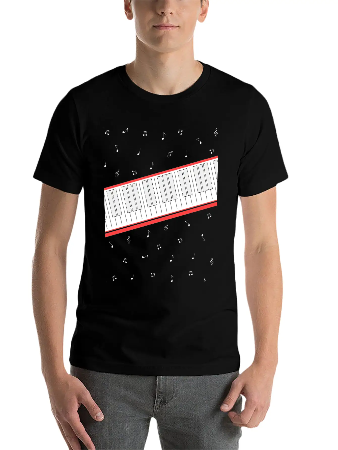Beat It - Keyboard And Notes Timeless Short Sleeve Tee – Comfy And Minimalist Design