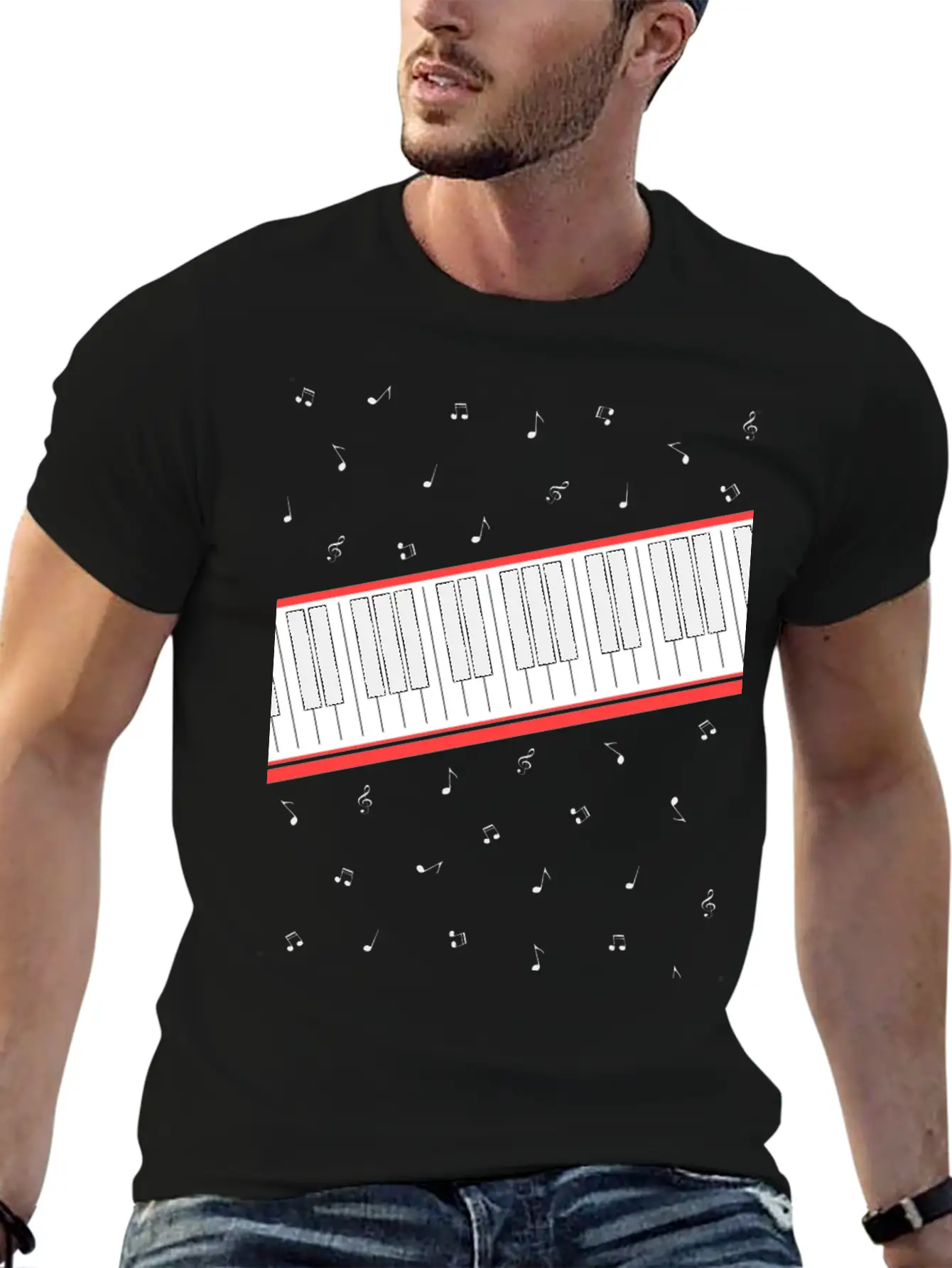 Beat It - Keyboard And Notes Timeless Short Sleeve Tee – Comfy And Minimalist Design