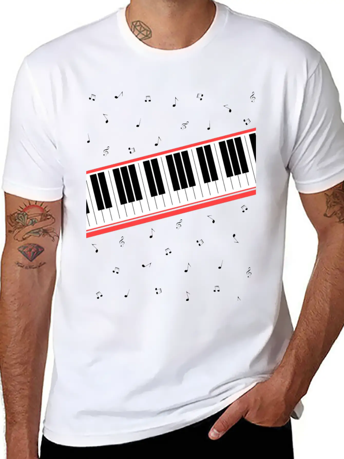 Beat It - Keyboard And Notes Timeless Short Sleeve Tee – Comfy And Minimalist Design