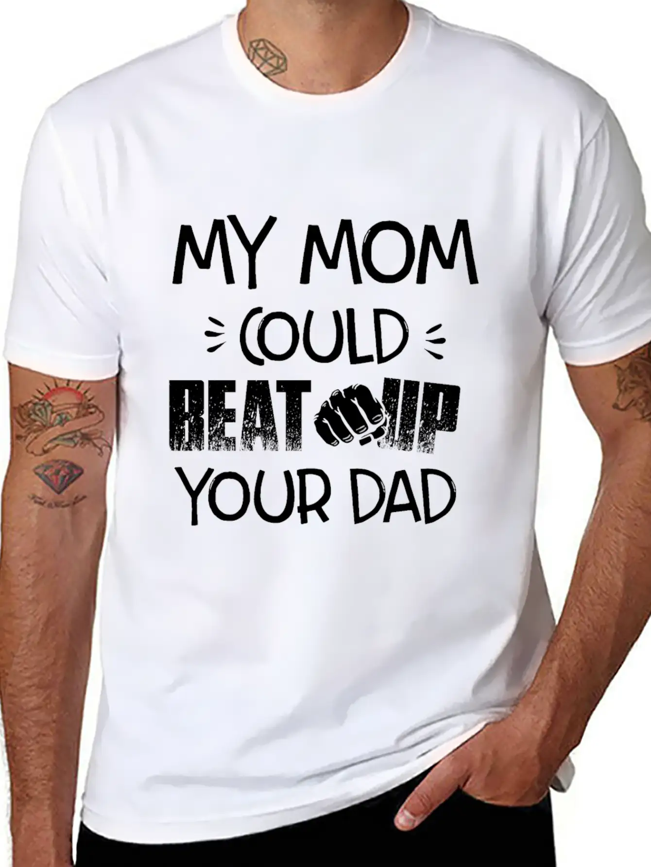 Beat Up Ur Dad Stylish Everyday T-Shirt – Unisex Basic Cotton Tee