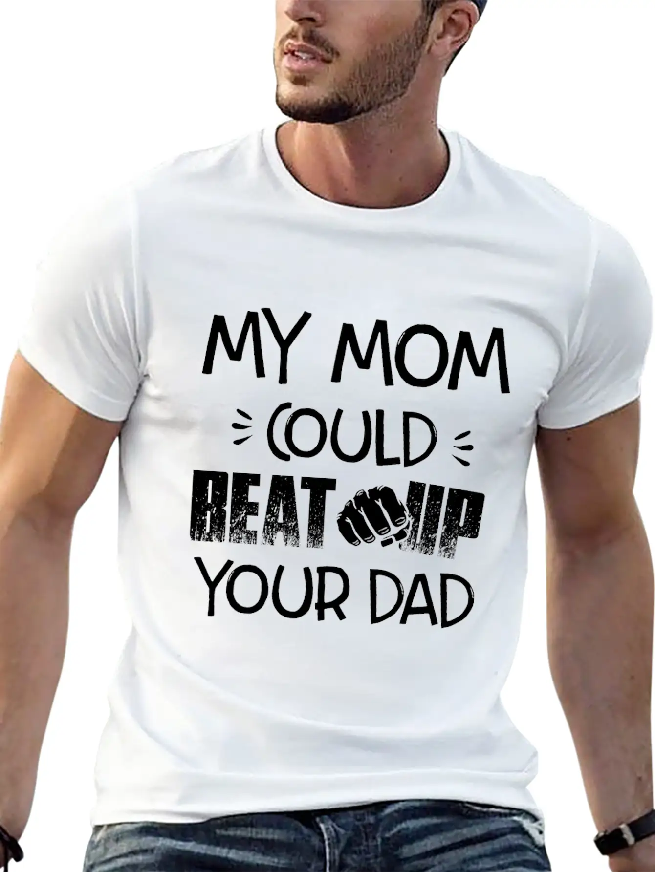 Beat Up Ur Dad Stylish Everyday T-Shirt – Unisex Basic Cotton Tee