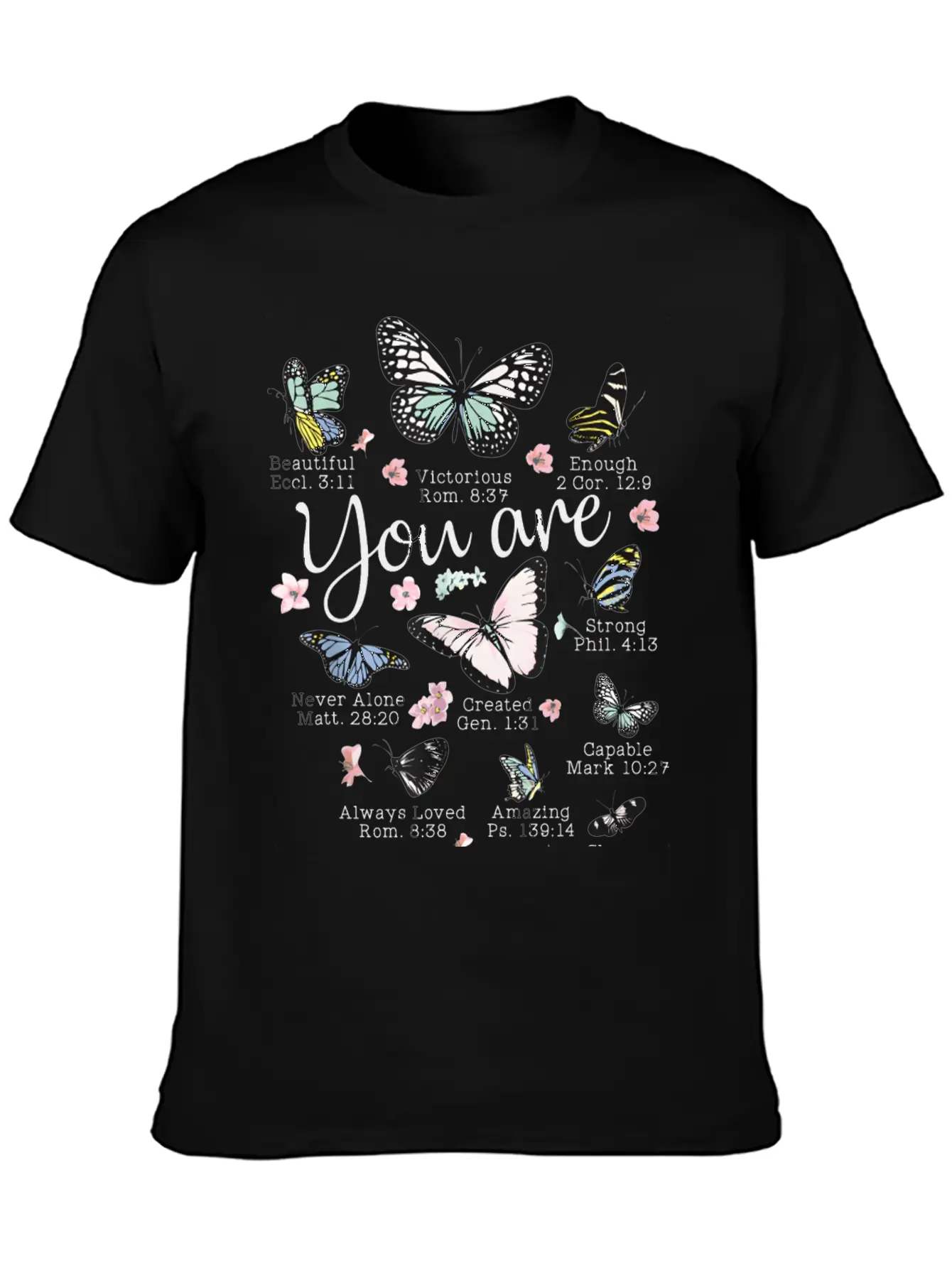 Beautiful Butterfly Bible Verse Religious Basic Graphic T-Shirt – Daily Comfort In Soft Cotton