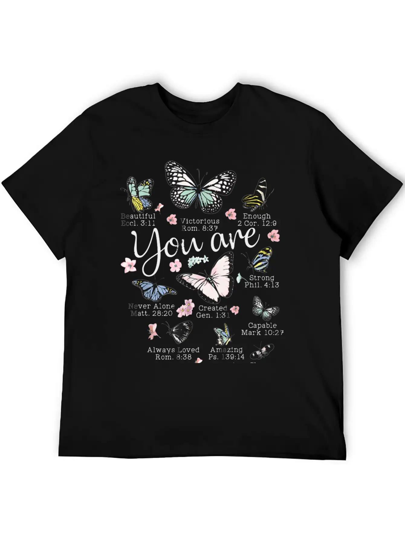 Beautiful Butterfly Bible Verse Religious Basic Graphic T-Shirt – Daily Comfort In Soft Cotton