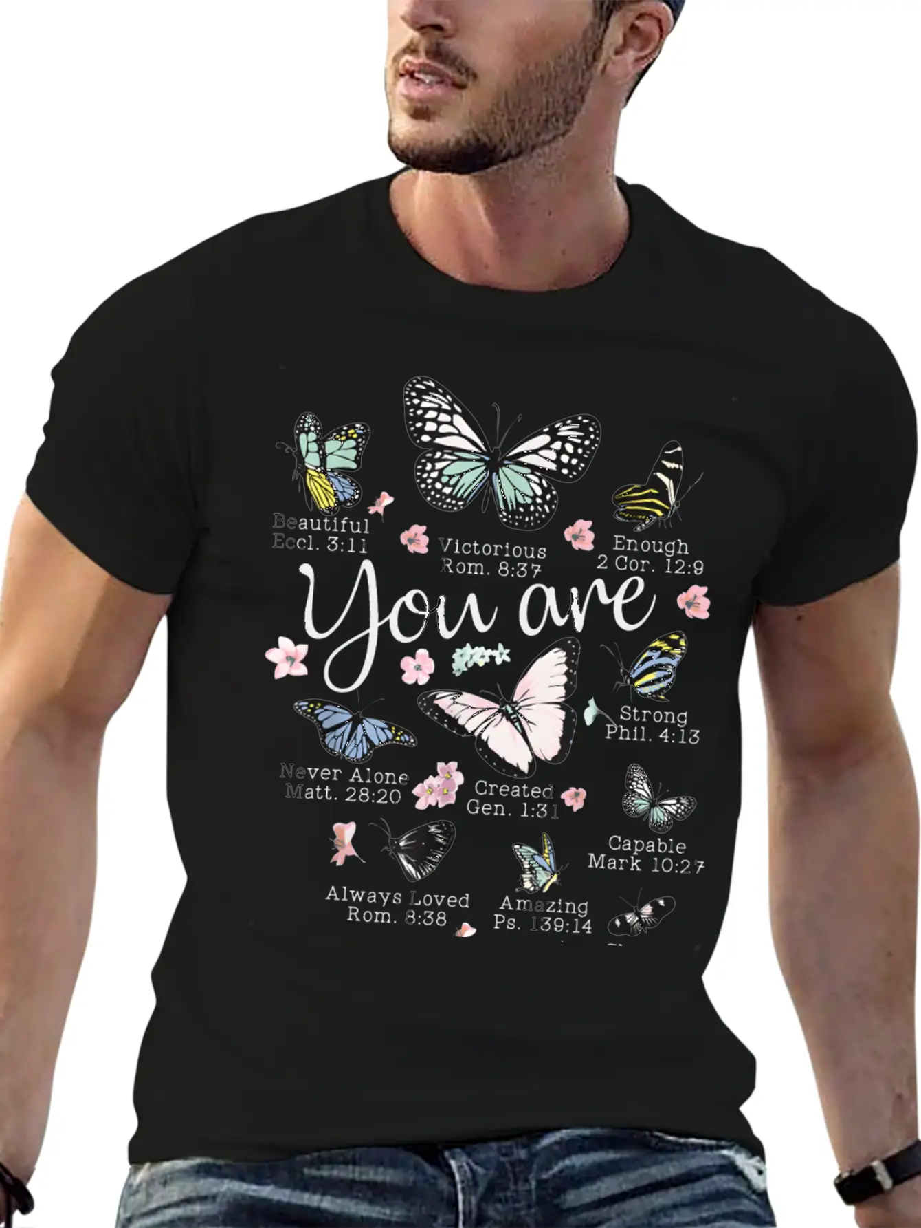 Beautiful Butterfly Bible Verse Religious Basic Graphic T-Shirt – Daily Comfort In Soft Cotton